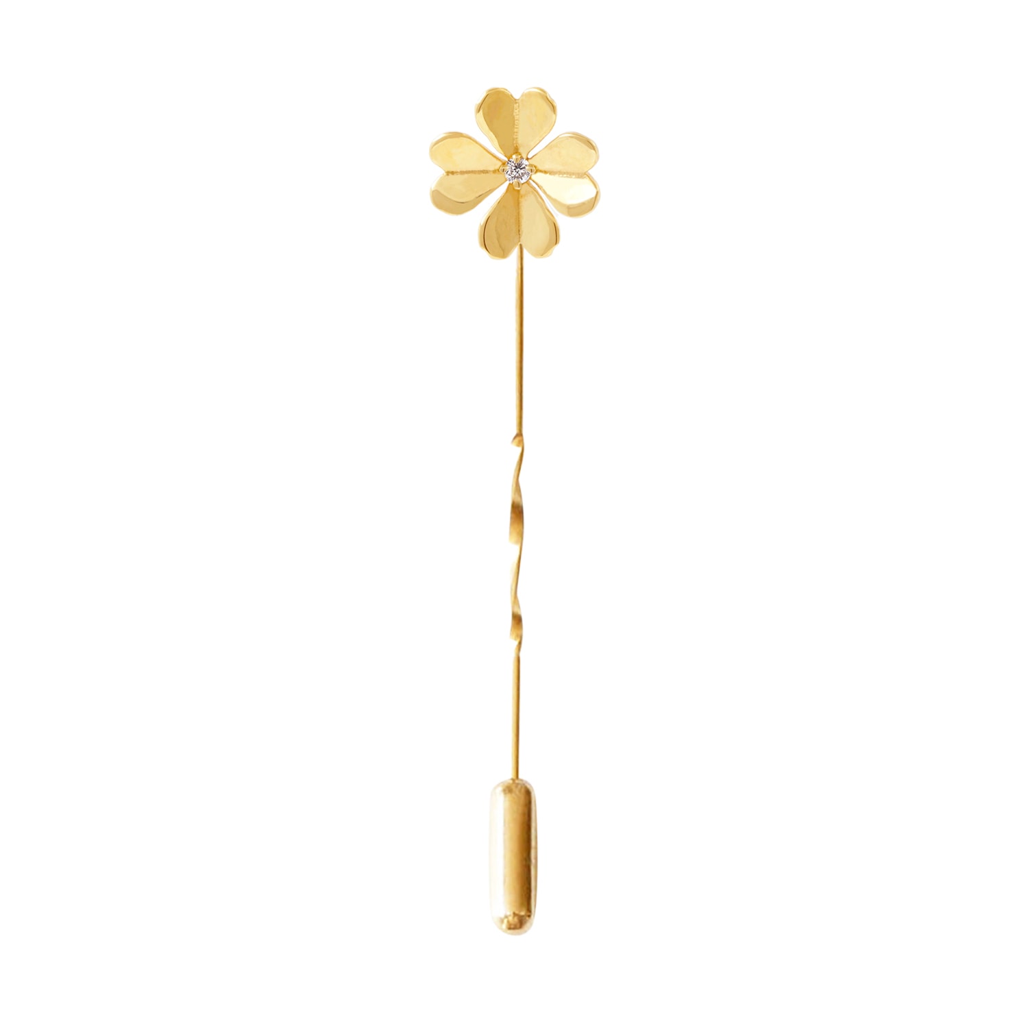 Lee Renee Men's Diamond Lucky Clover Tie Pin/ Twist Tie Pin– Gold In Gold