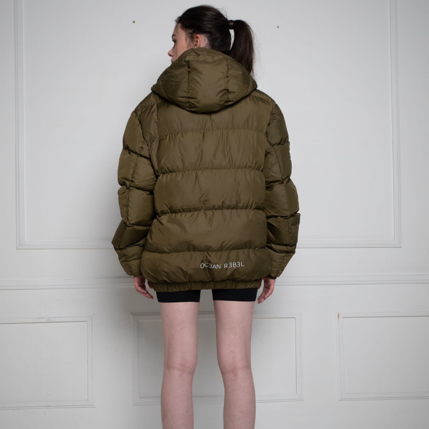 Oversized Puffer Jacket Military Green Ocean Rebel Wolf Badger