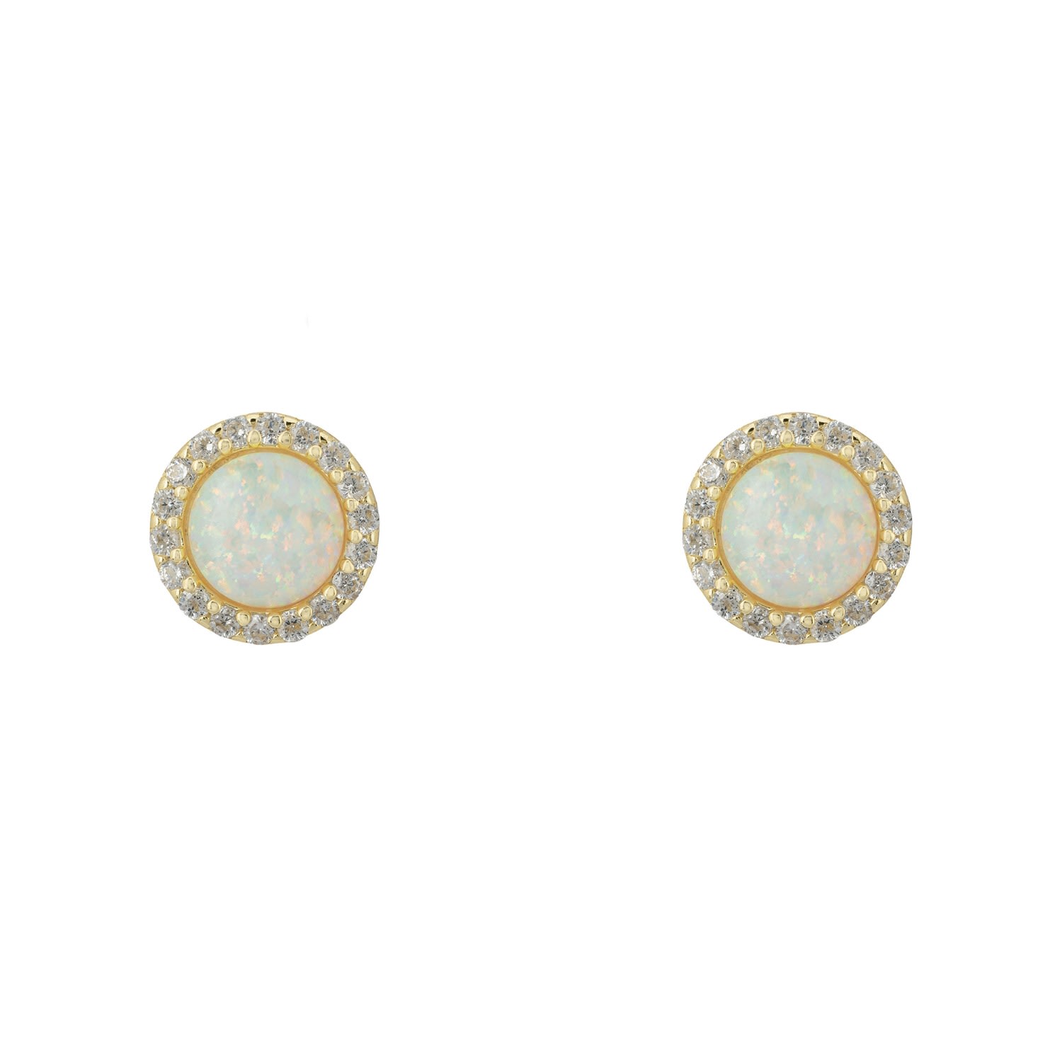 Latelita Women's Neutrals / White / Gold Small Sparkling Halo Opal Stud Earrings Gold