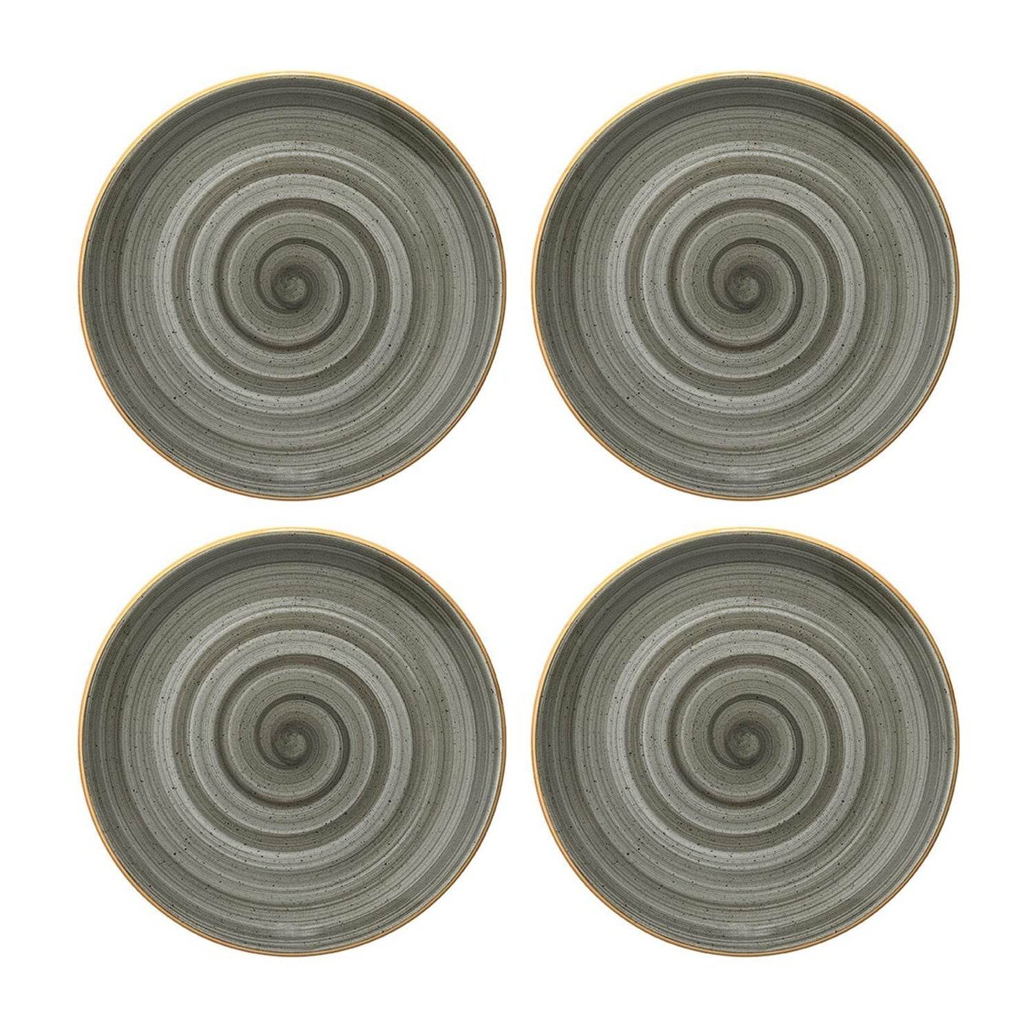 Turgla Home Space Round Grey Porcelain Appetizer, Salad, Plates, Set Of Four