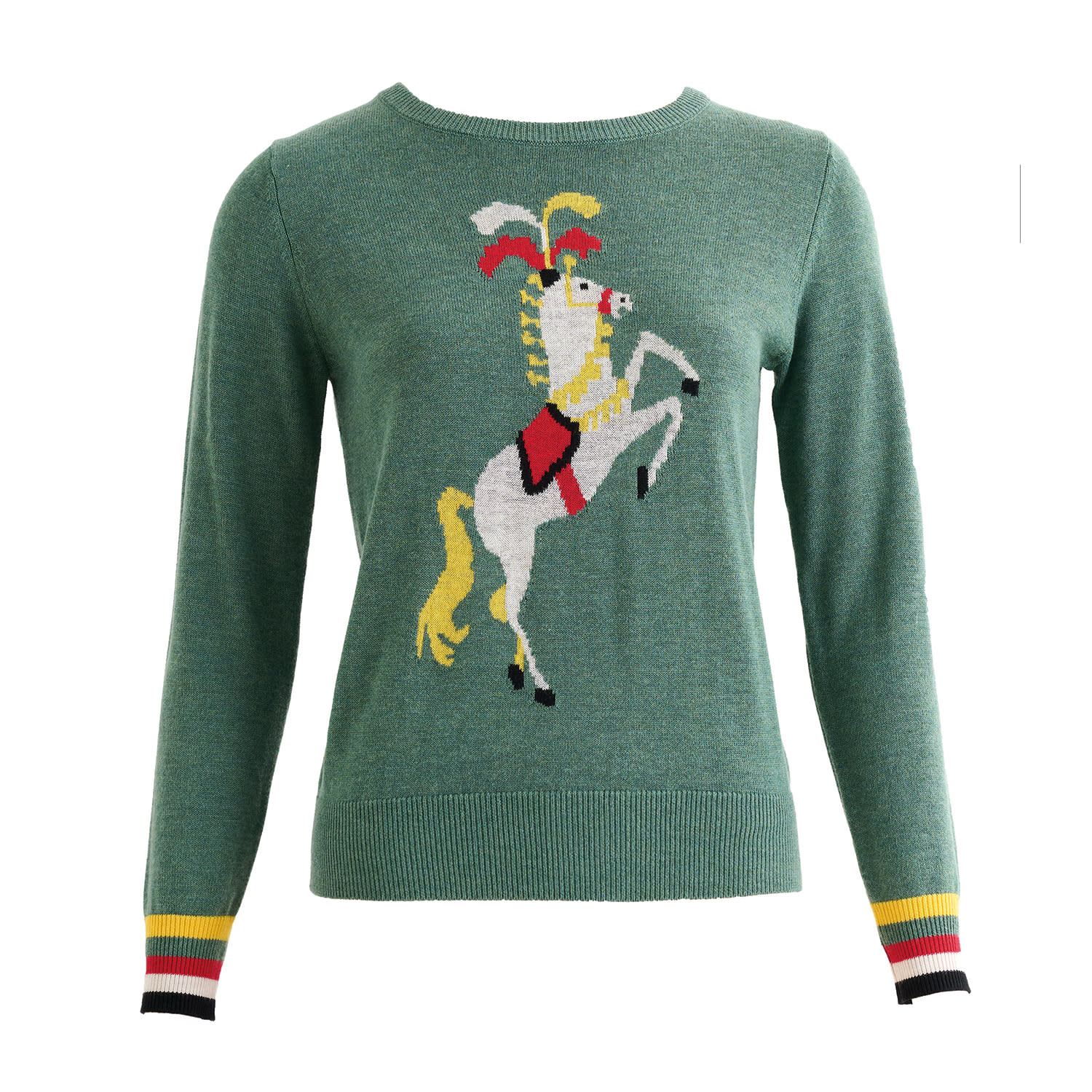 Louche Women's Bly Green Circus Pony Intarsia Jumper In Green