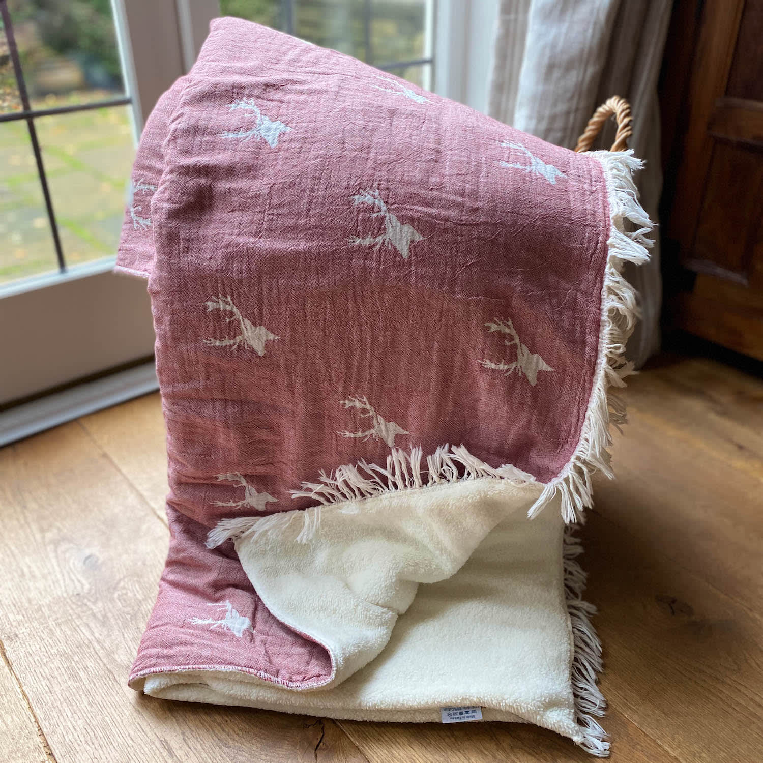 Stag Fleece Lined Throw Taupe by Ailera