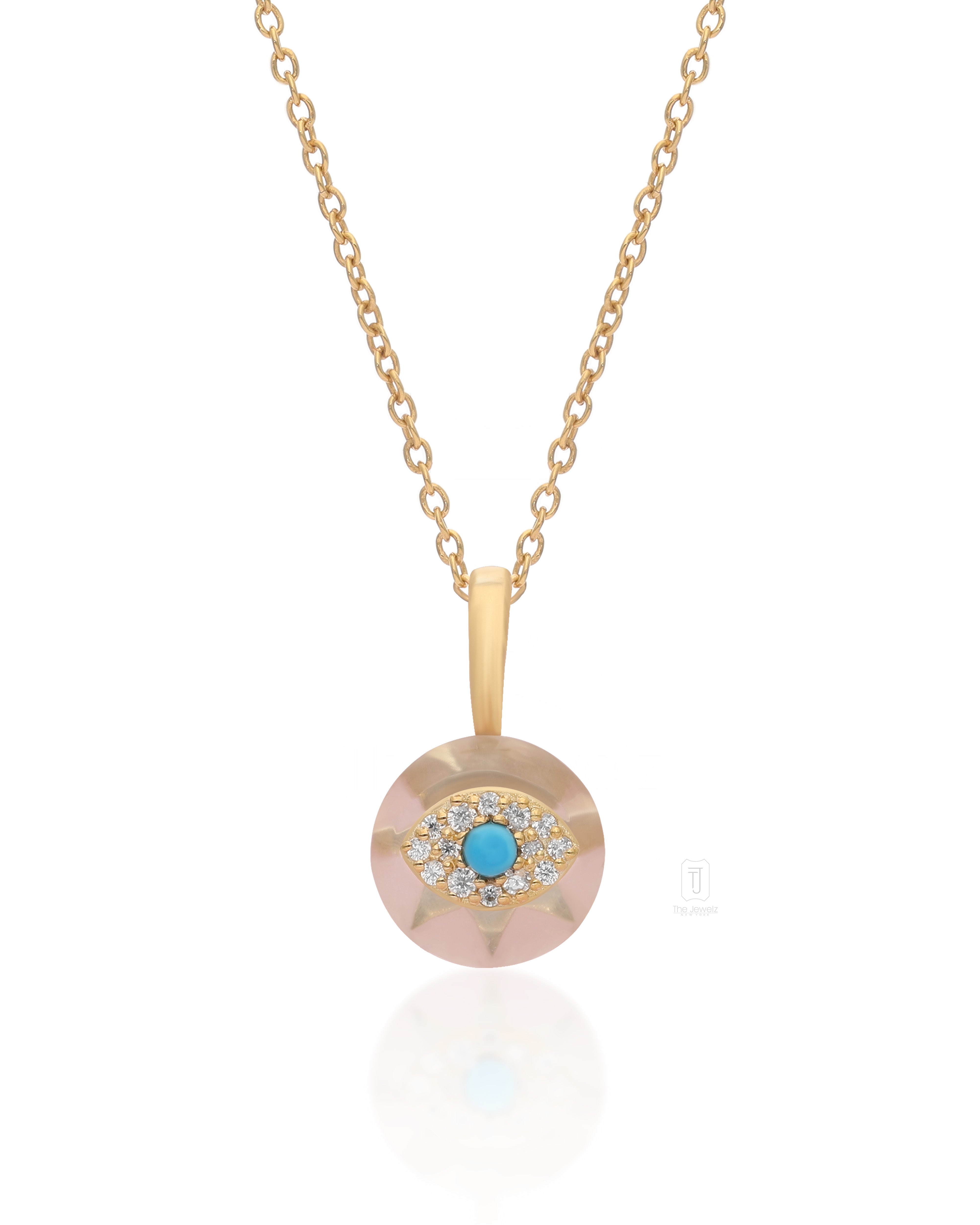 The Jewelz Women's Blue / Pink / Purple Ocean Bloom' Turquoise & Rose Quartz Silver Necklace In Multi