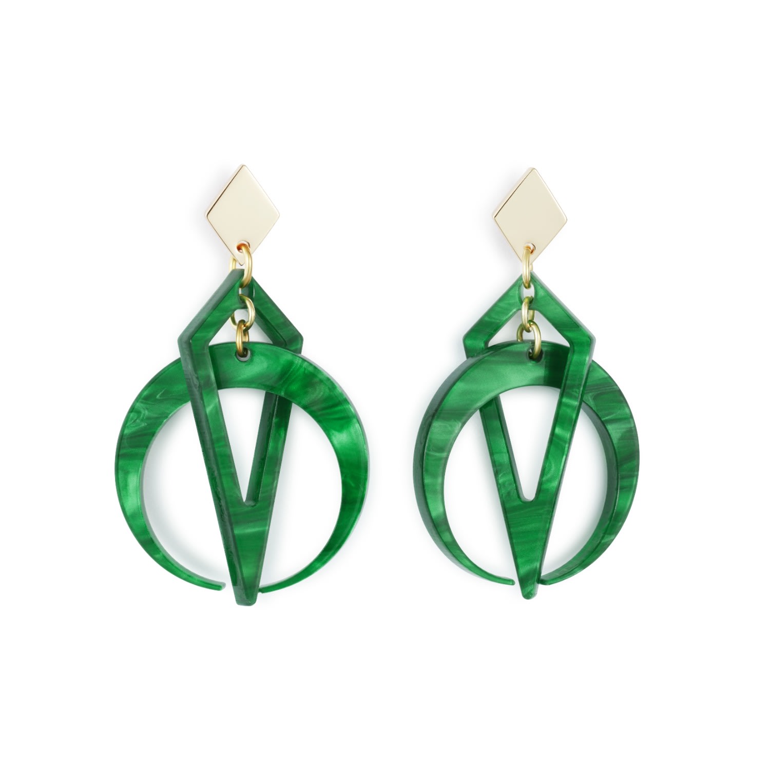 Women’s Petite Crescent Hoop Earrings - Green Toolally