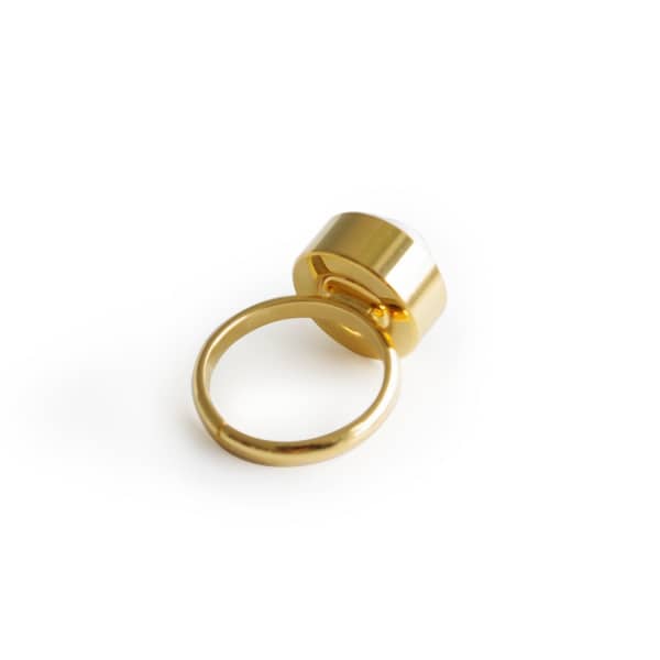 Poporcelain Porcelain Rose With Pearl Adjustable Ring