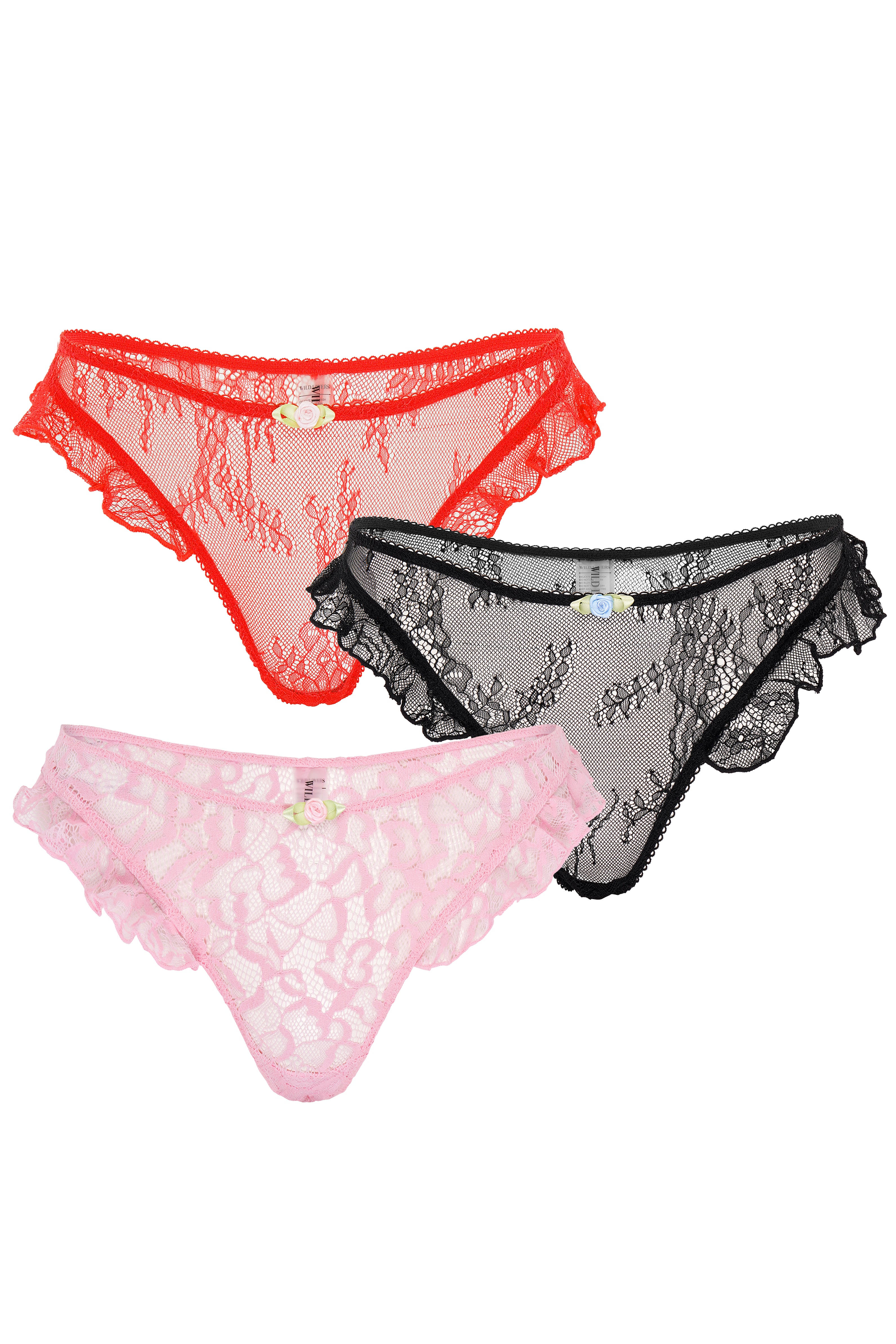 Wild Lovers London Women's Black / Red / Pink Collette Brief - Multipack