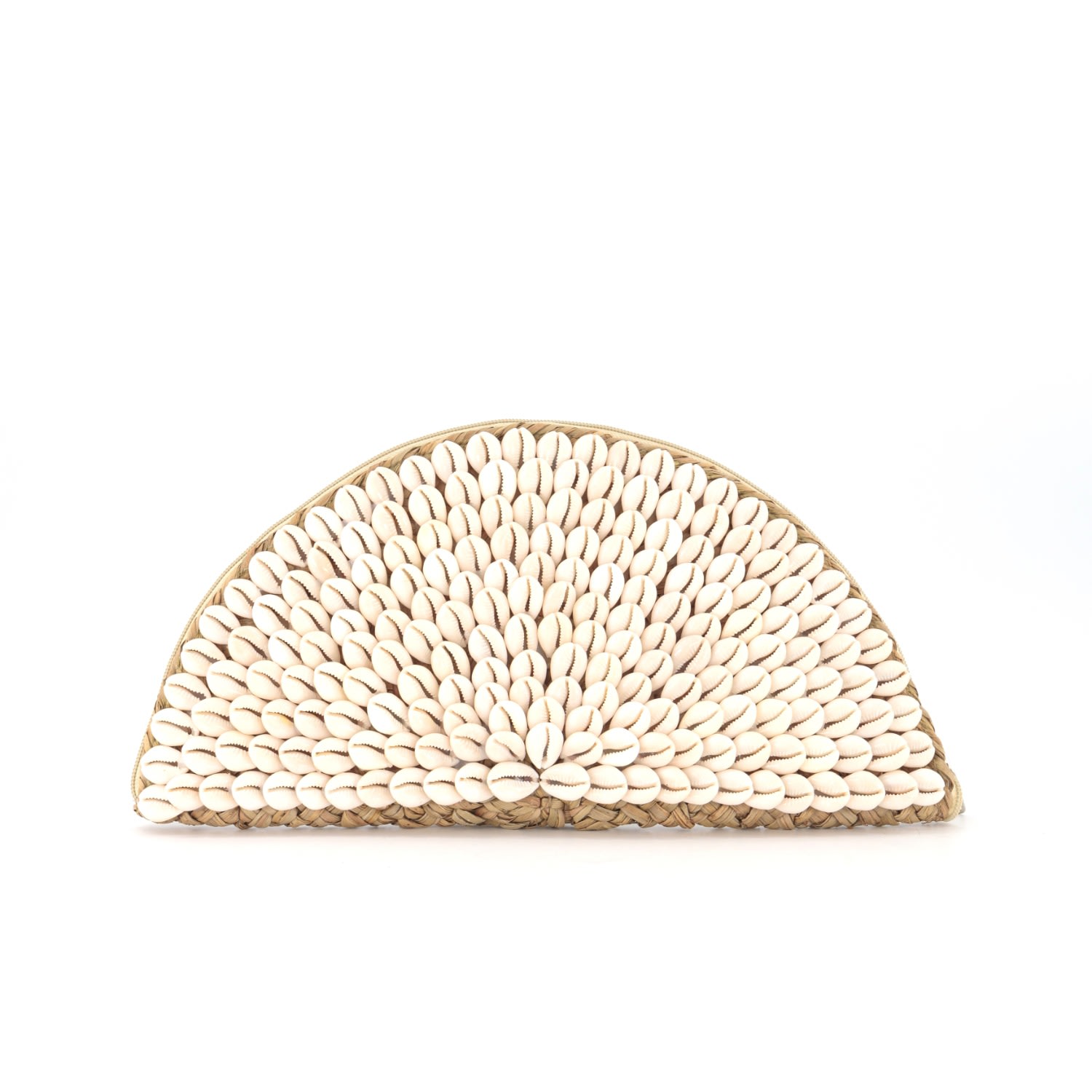 Ohsun Women's Luna Straw & Shell Clutch - White In White