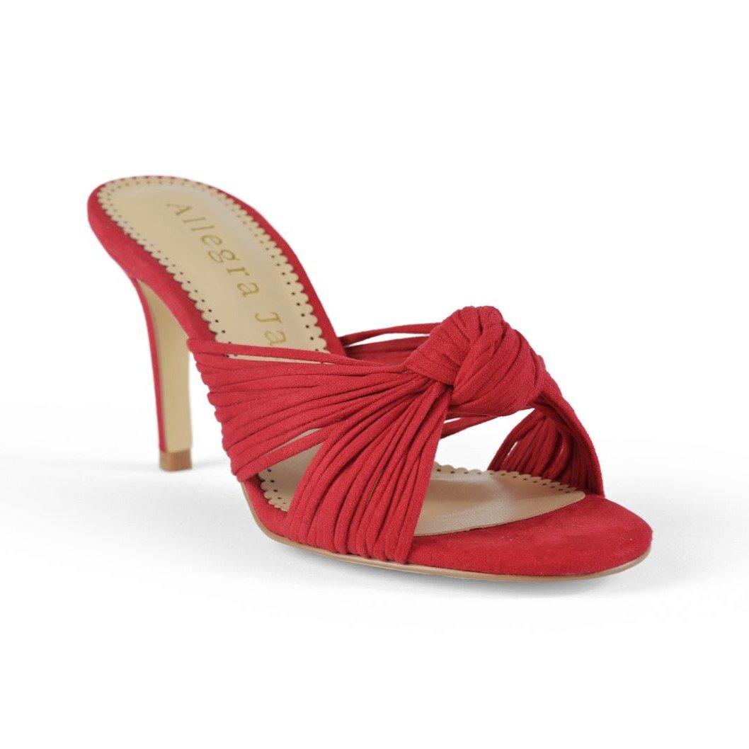Allegra James Women's Jane Red Vegan Suede Open Toe Day Party Evening Mule In Red