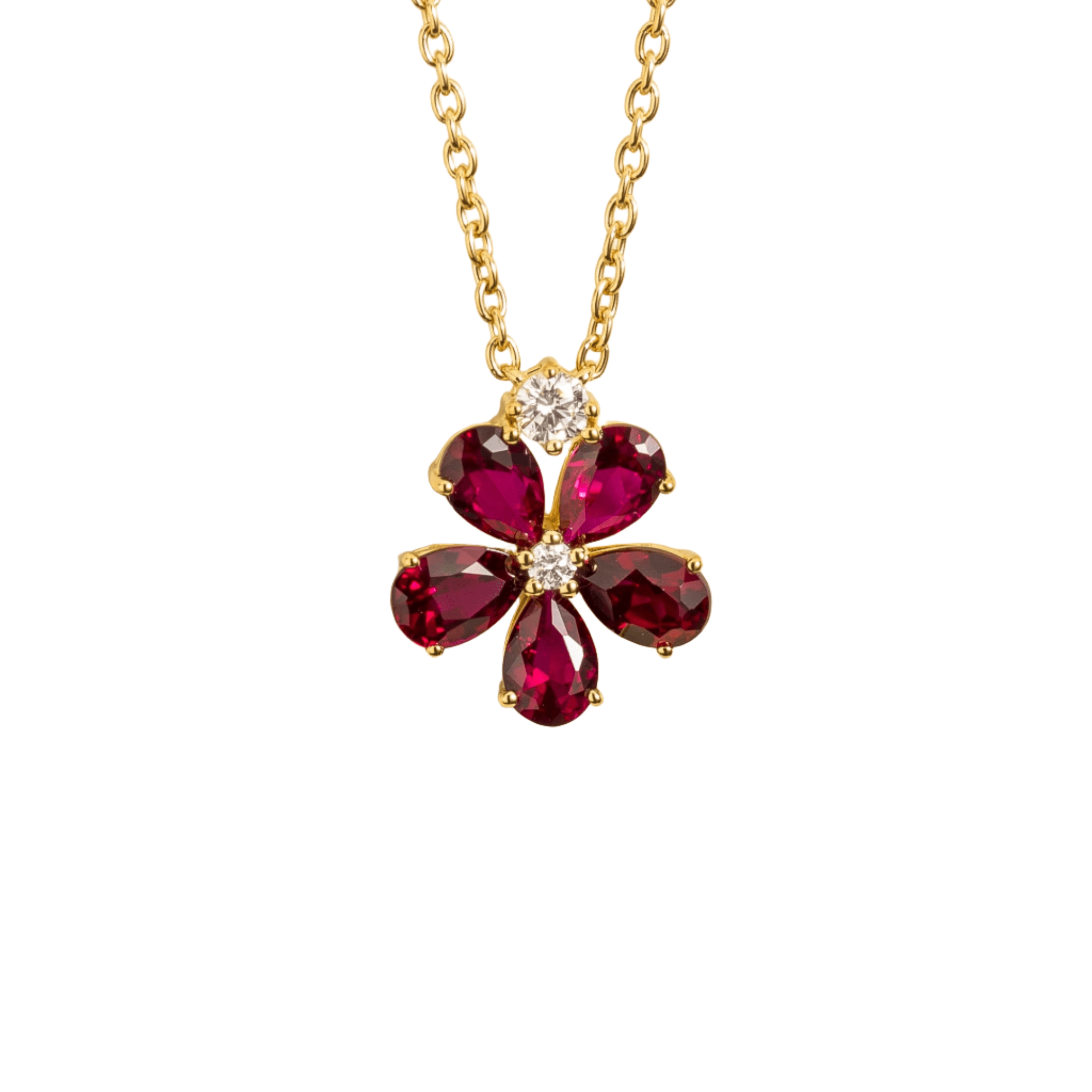 Juvetti Women's Red / Gold / White Florea Gold Necklace Ruby Sapphire & Diamond In Burgundy
