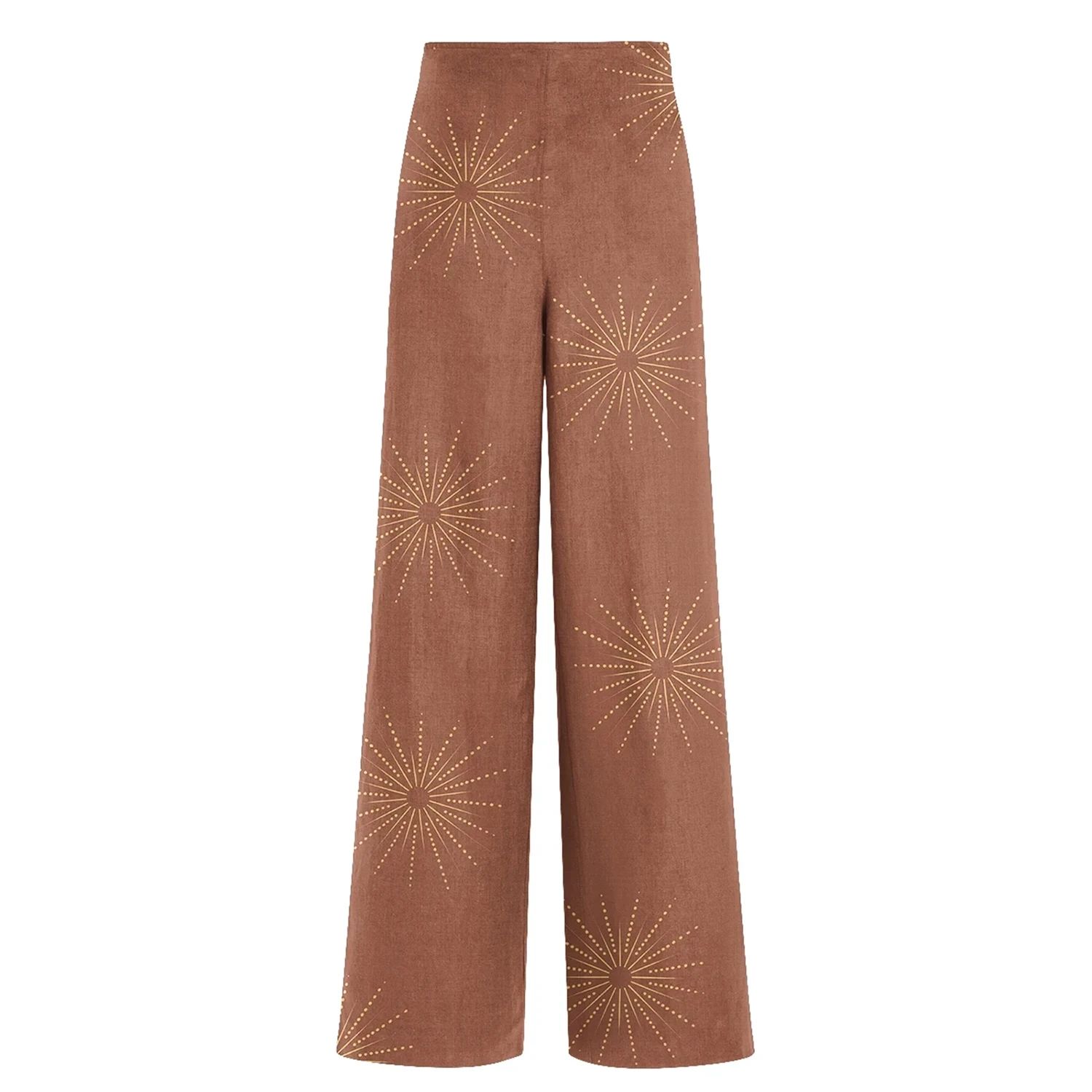 Aloha From Deer Women's Brown Gentle Gold Long Loose Pants