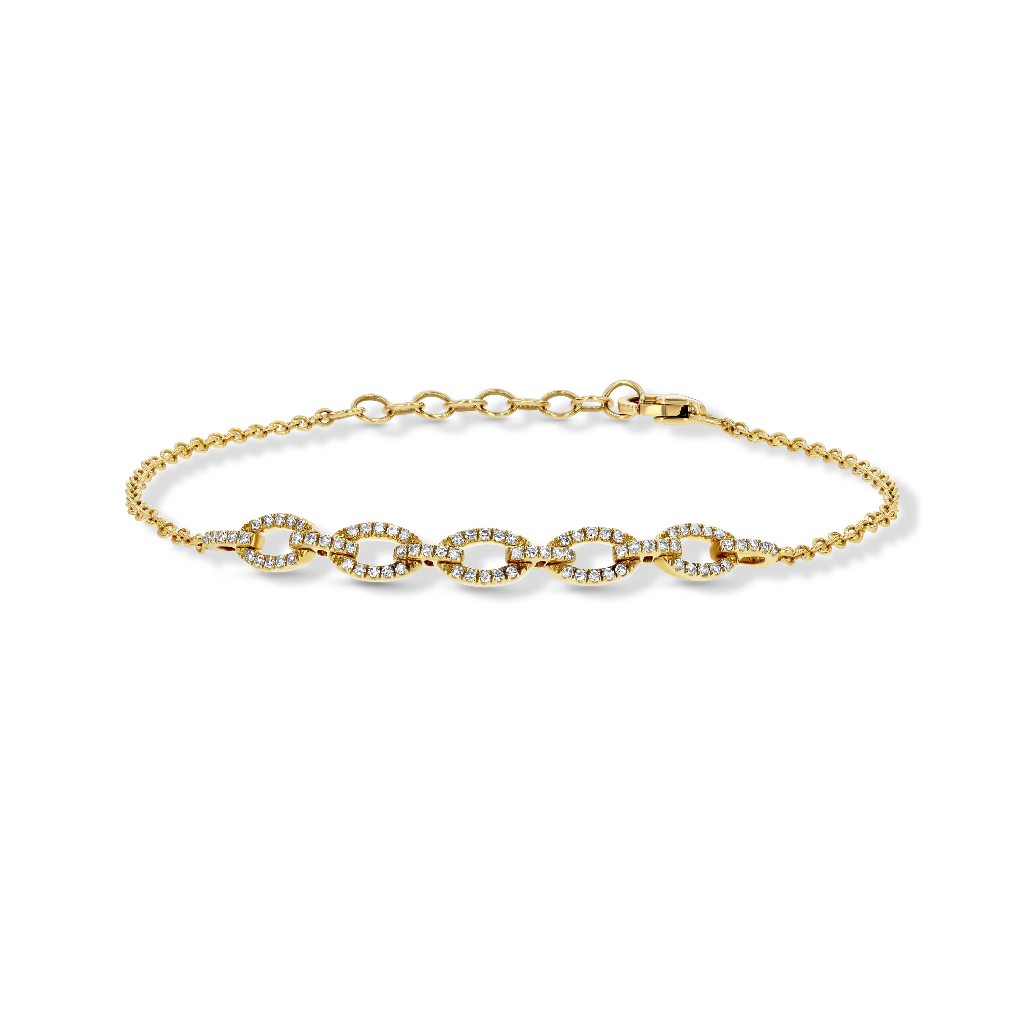 Jewelbird Women's Gold Diamond Oval Link Bracelet