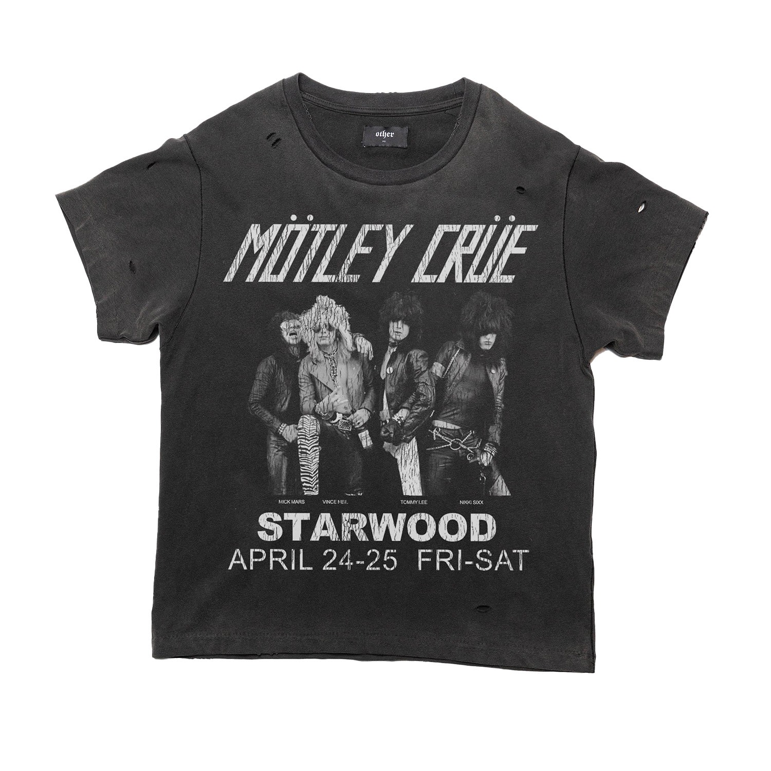 Women’s Motley Crue - Starwood Vintage Band T-Shirt - Heavy Relic Black Xxs OTHER UK