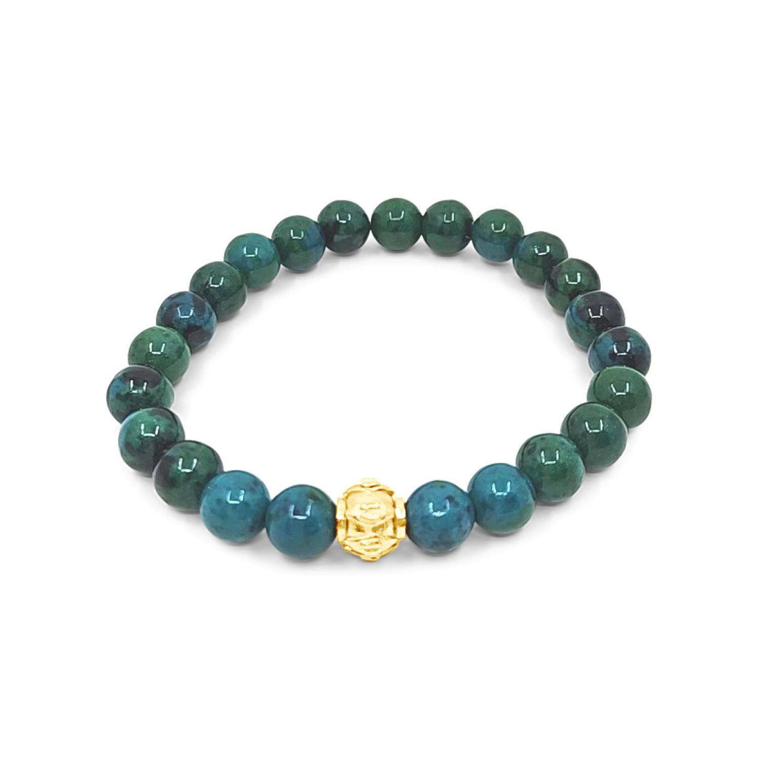 Lutiro Men's Green / Blue Blue Green Beaded Bracelet-gold In Multi