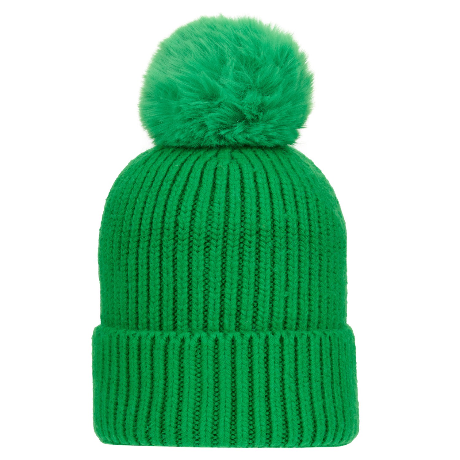 Women’s Super Soft Chunky Cashmere Mix Hat With Pom Pom In Bright Green One Size At Last...