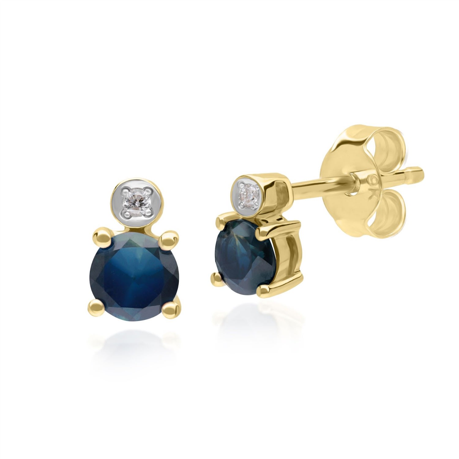 Women’s Gold / Blue Sapphire And Diamond Earrings In Yellow Gold Gemondo