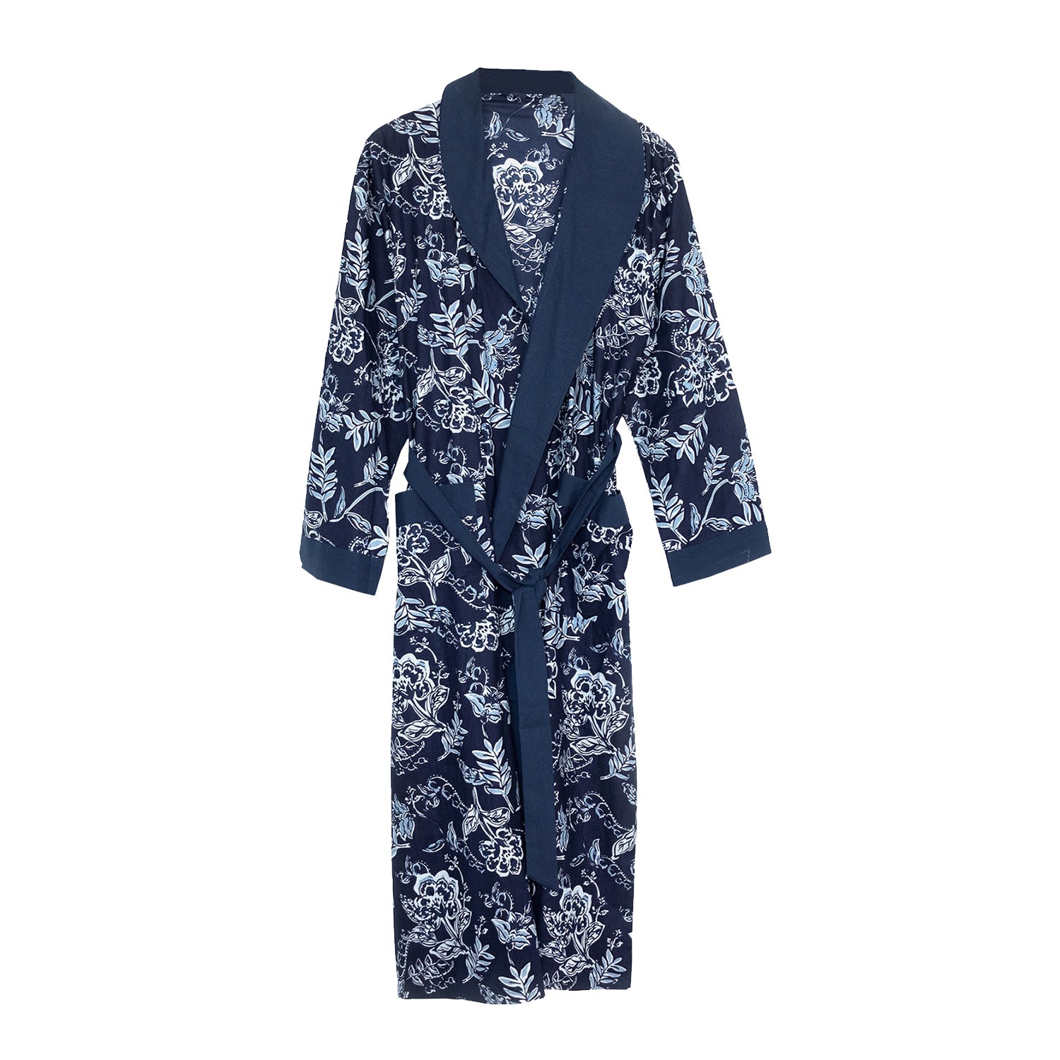 Women’s Blue Indian Cotton Rain Print Robe L/Xl Inara
