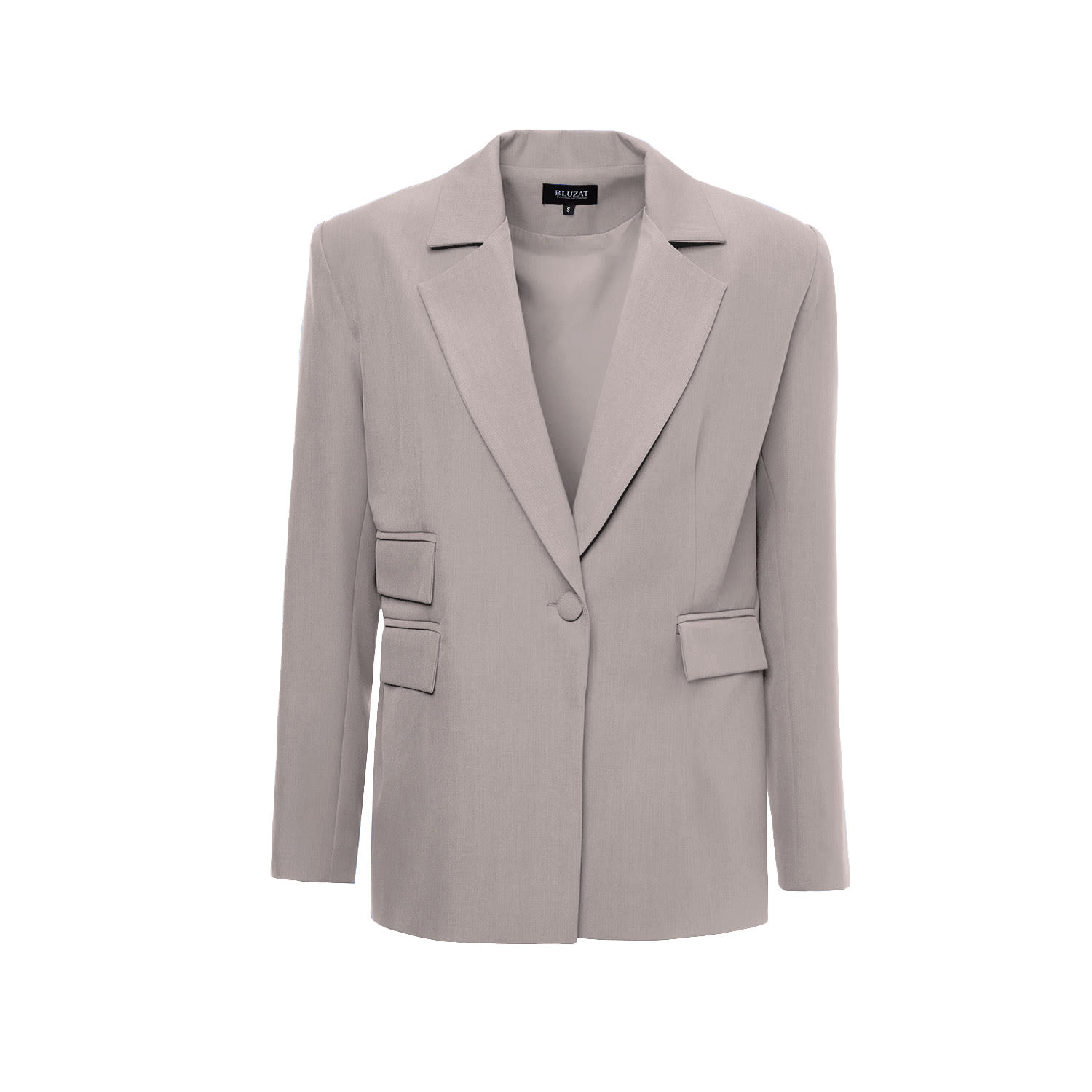 Bluzat Women's Neutrals Beige Regular Blazer Wiht Double Pocket In Beige
