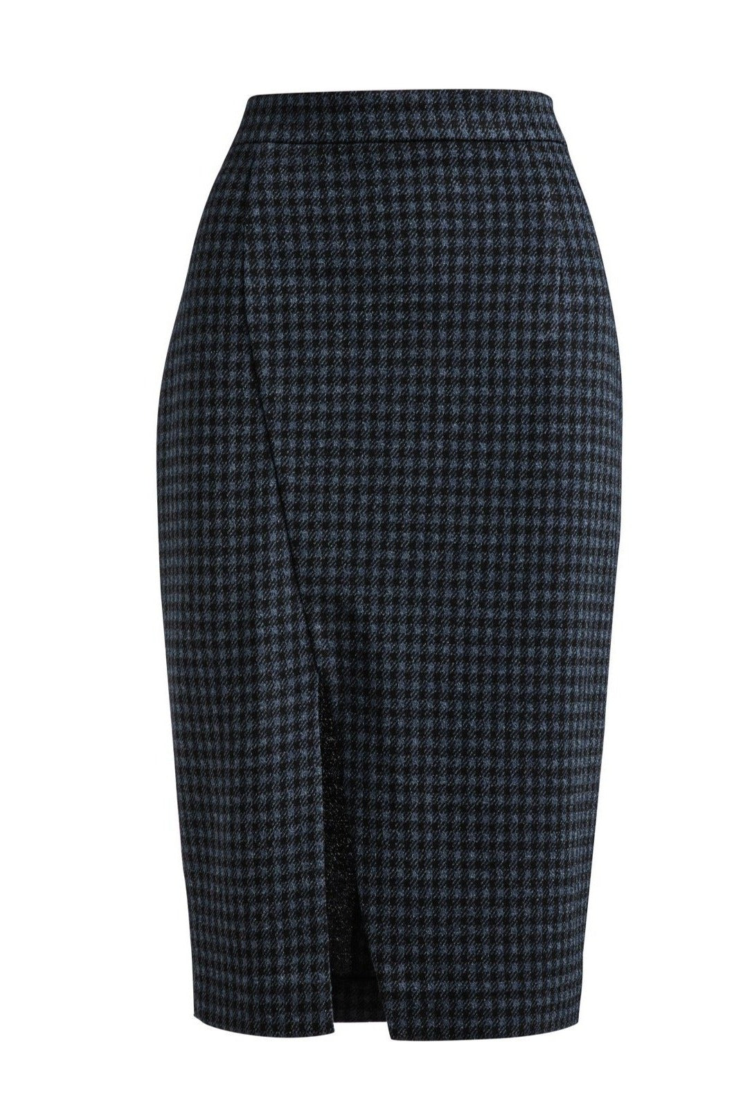 Conquista Women's Blue Check Pencil Skirt In Blue