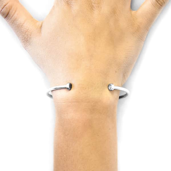 Anchor & Crew Ditton Round Midi Wayfarer Silver Bangle In Silver