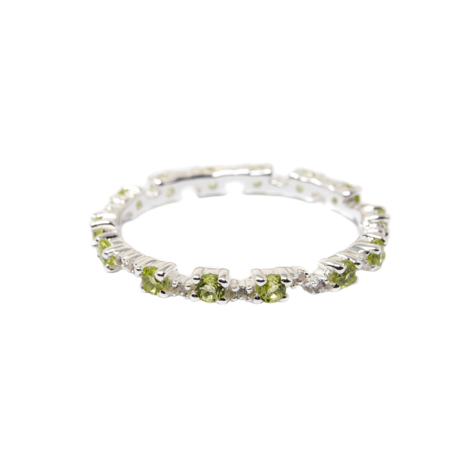 Nasi Silver Women's Green / White Nobody's Perfect Eternity Ring- Peridot & White Topaz, Silver In Green