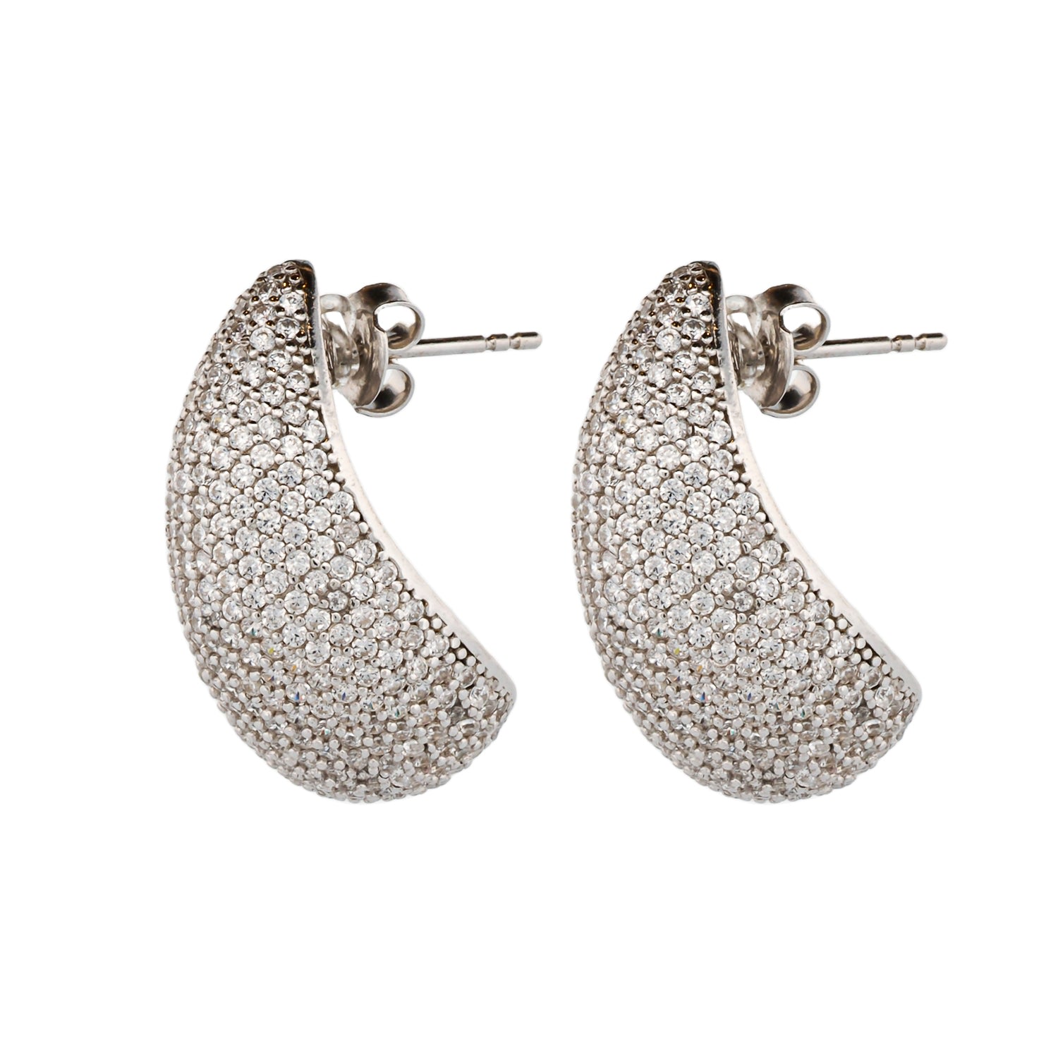 Women’s Sterling Silver & Diamond Fashion Drop Earrings - Silver Ebru Jewelry