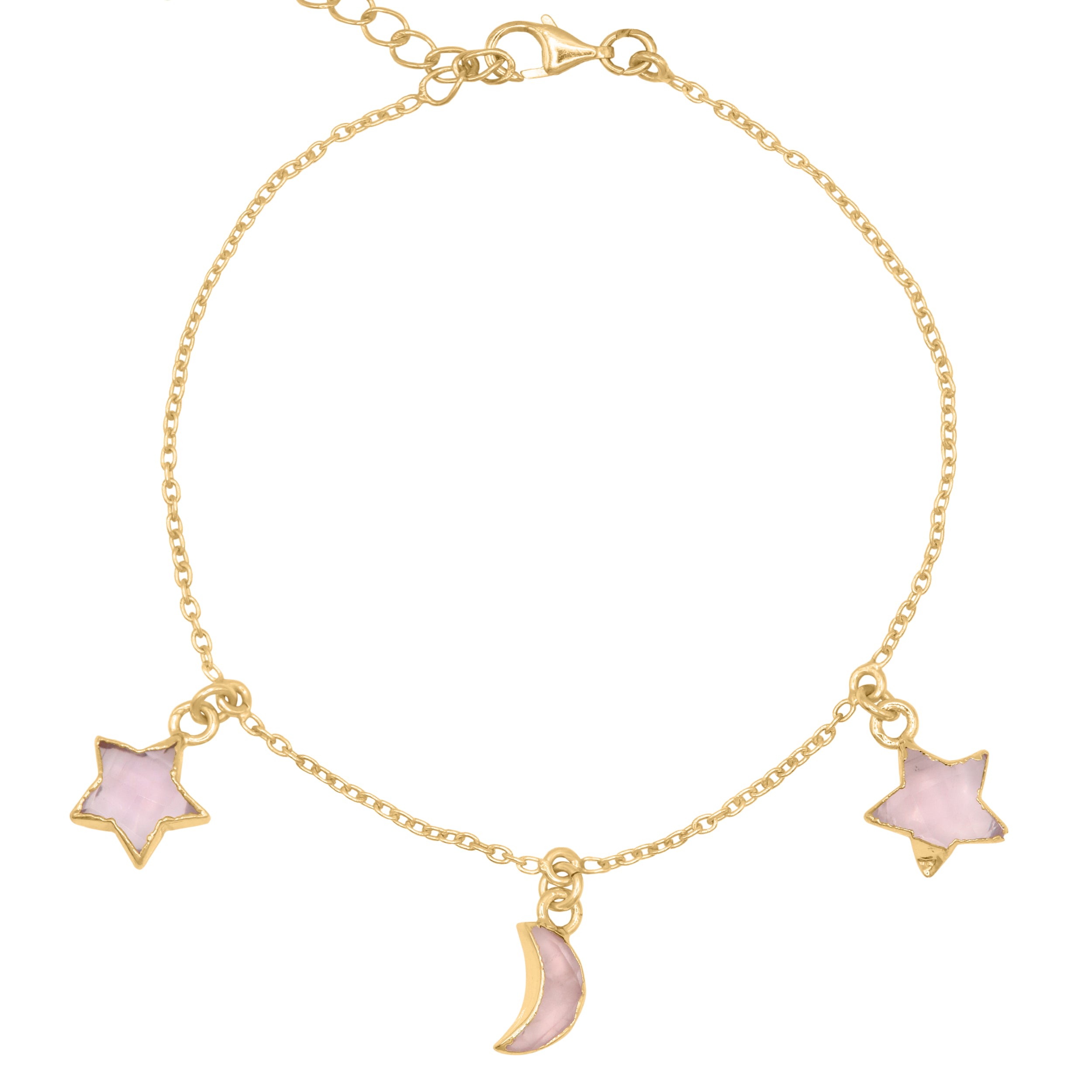 Luna Charles Women's Amelia Rose Quartz Star & Moon Charm Bracelet In Gold