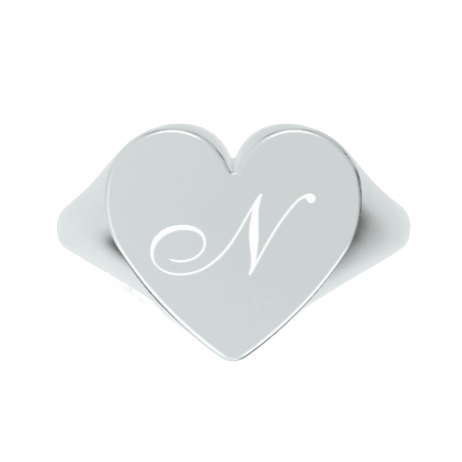 Unaloe Women's Custom Heart Shaped Chevalier Ring In Sterling Silver With -n- Initial