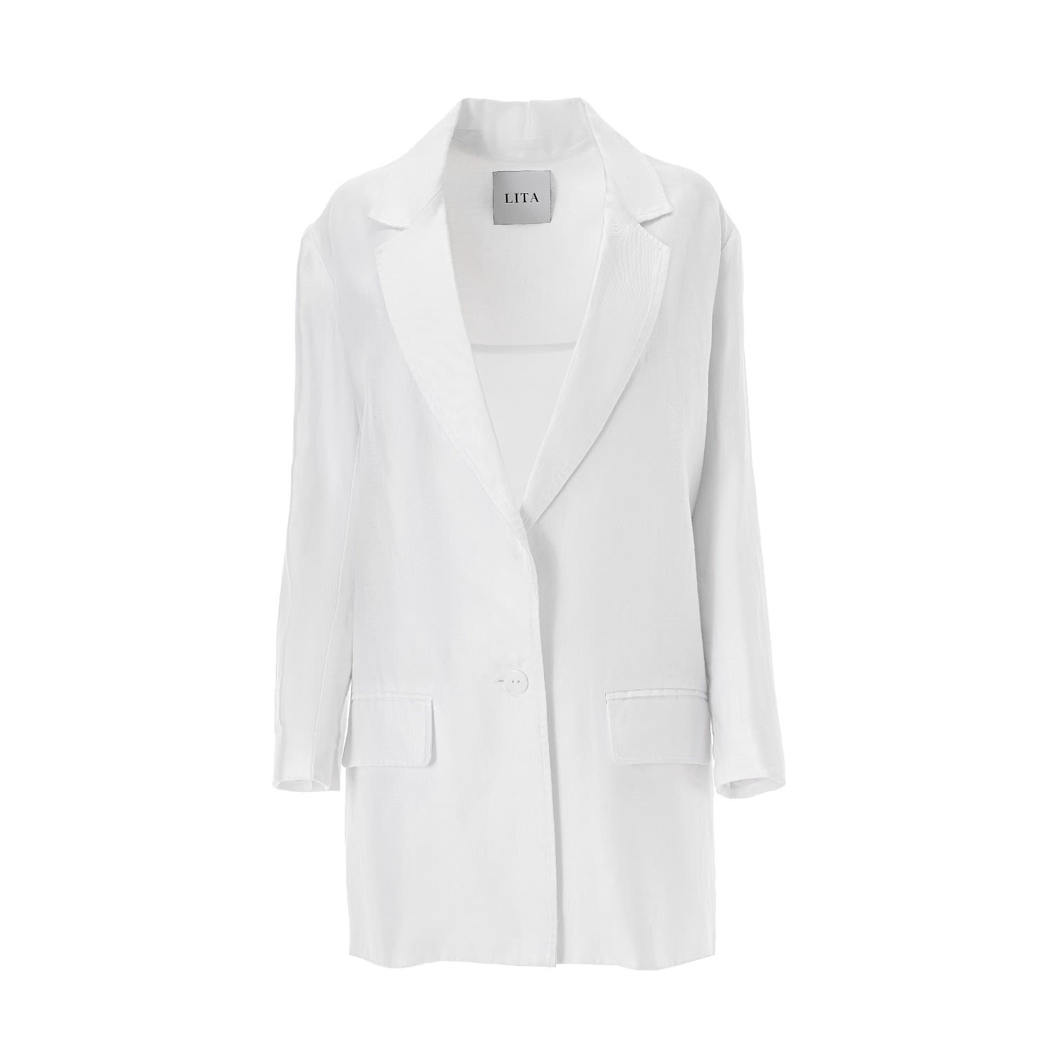 Women's Oversized Suit Blazer In White Linen | Extra Small | Lita Couture