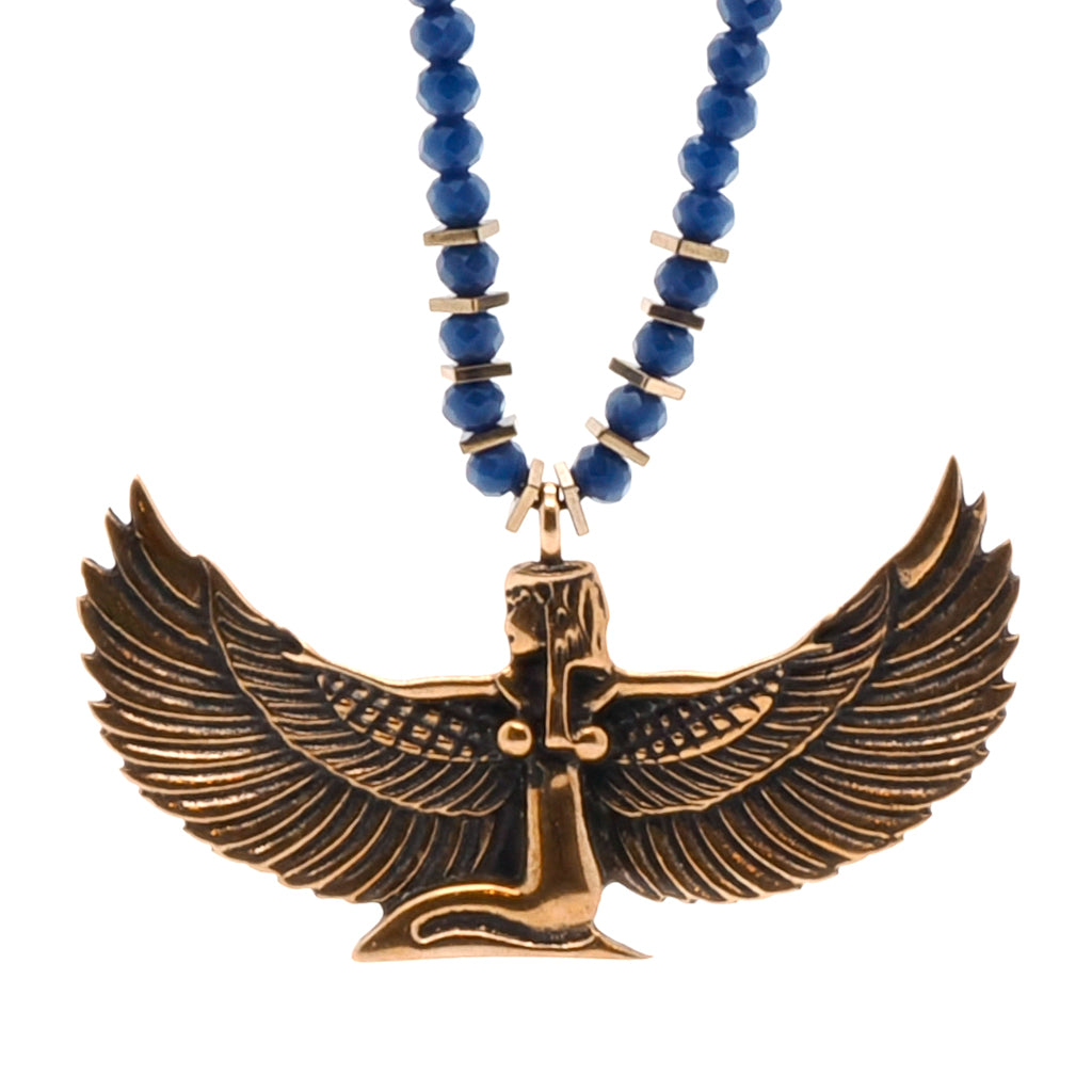 Women’s Gold / Blue Goddess Isis Necklace Ebru Jewelry