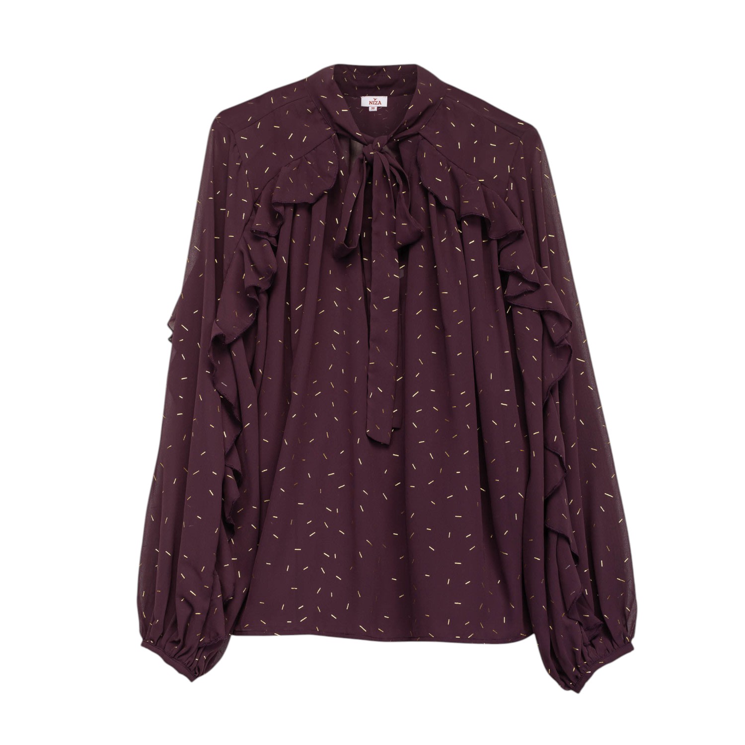 Niza Women's Black Long Sleeve Blouse In Brown