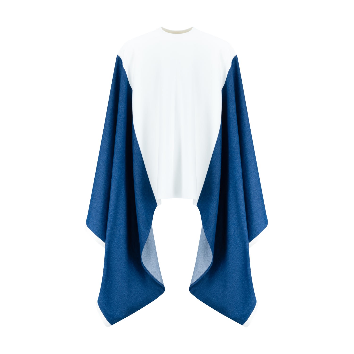 Men’s White / Blue Blue Denim Agbada Sleeves White T-Shirt Large ch