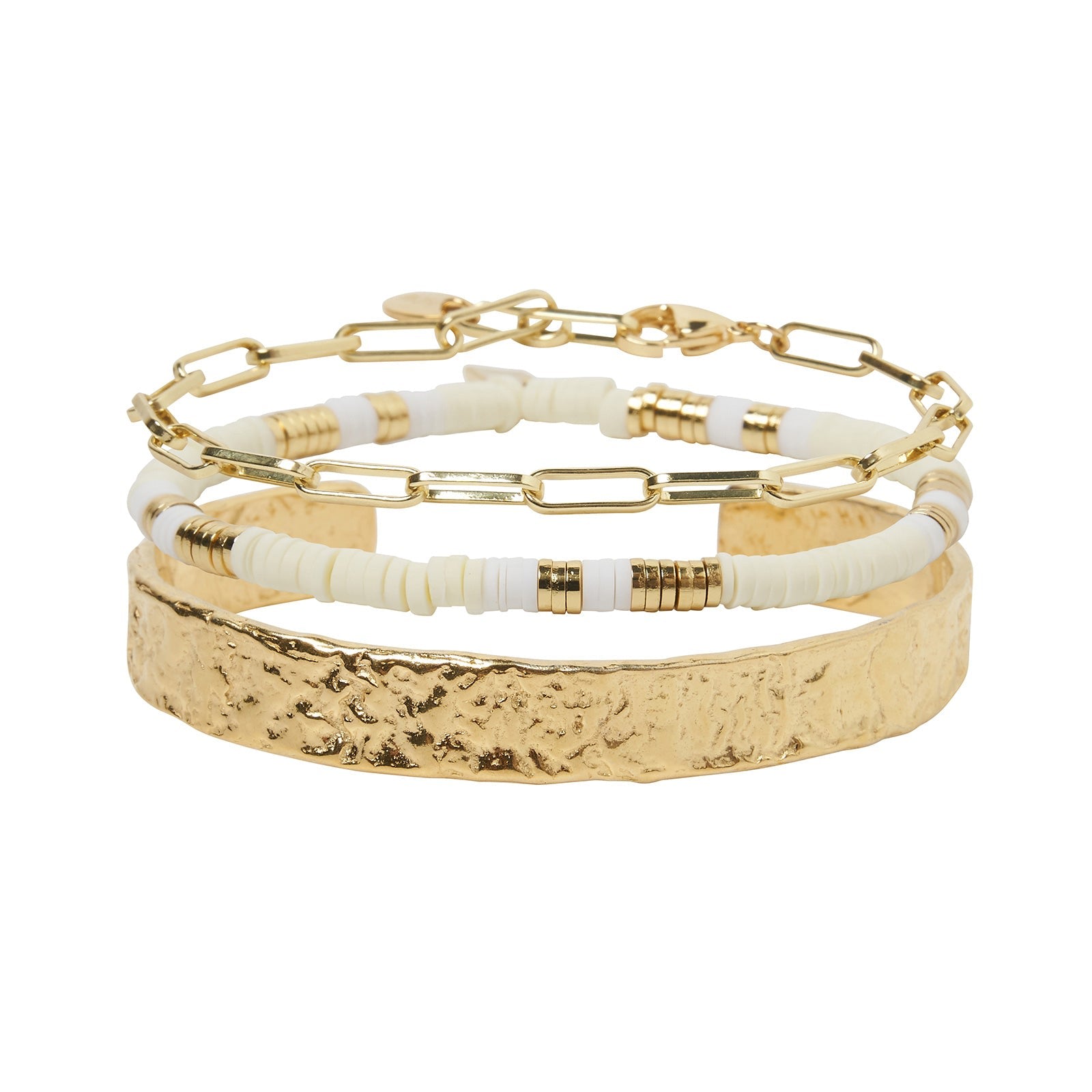 Arms Of Eve Women's Neutrals / Gold Savana Bracelet Stack - Sand In Gold
