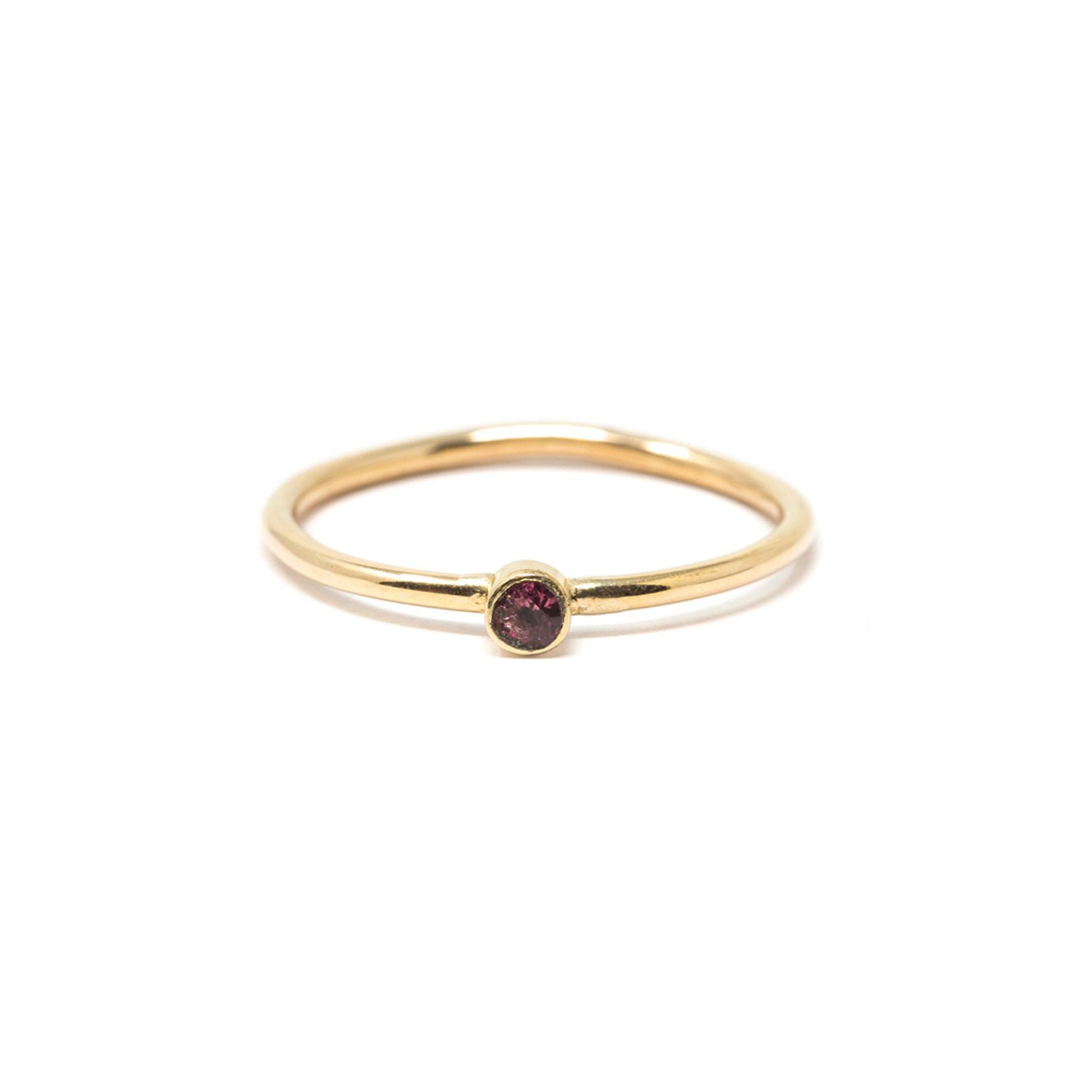 Nasi Silver Women's Slim Gold Single Stone Ring- Pink Tourmaline In Gold