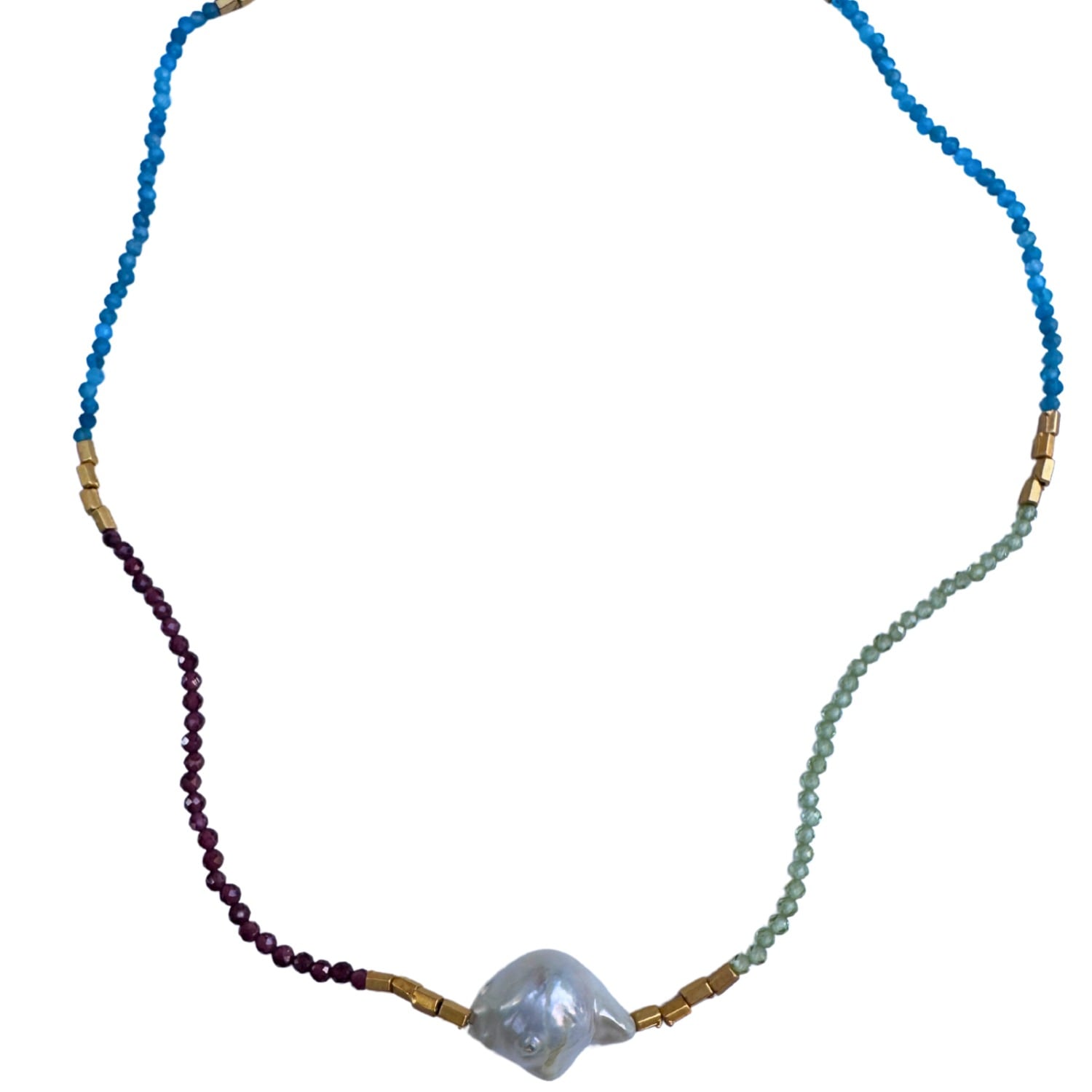 Black And Wild Women's Green / Blue / Red Lustre Stone Summer Necklace In Multi