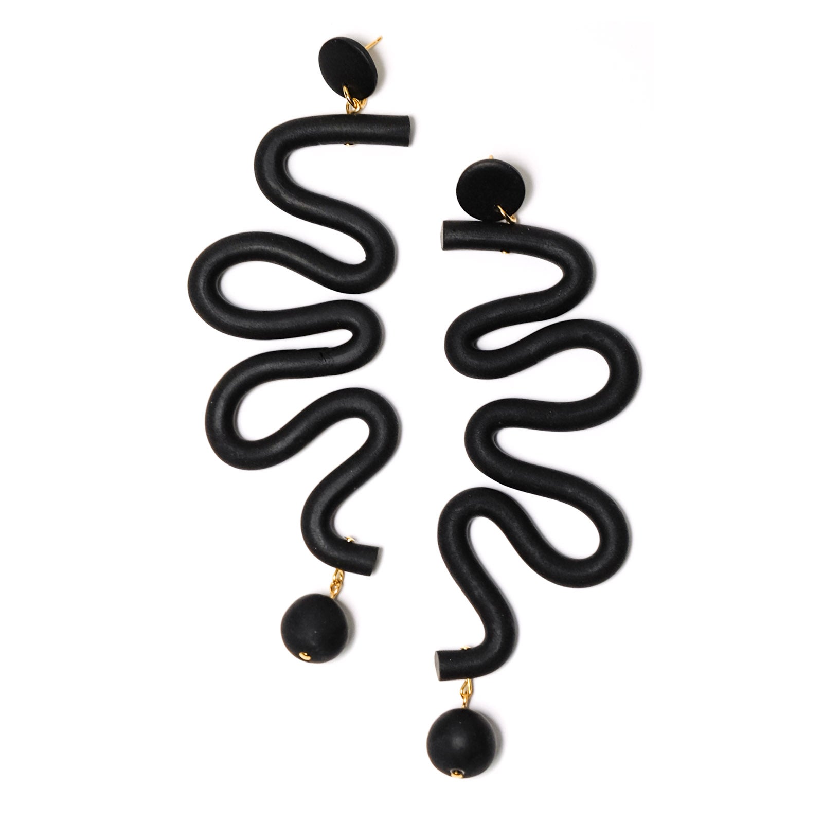 Women’s Black Tube Squiggles Earrrings By Chavelli