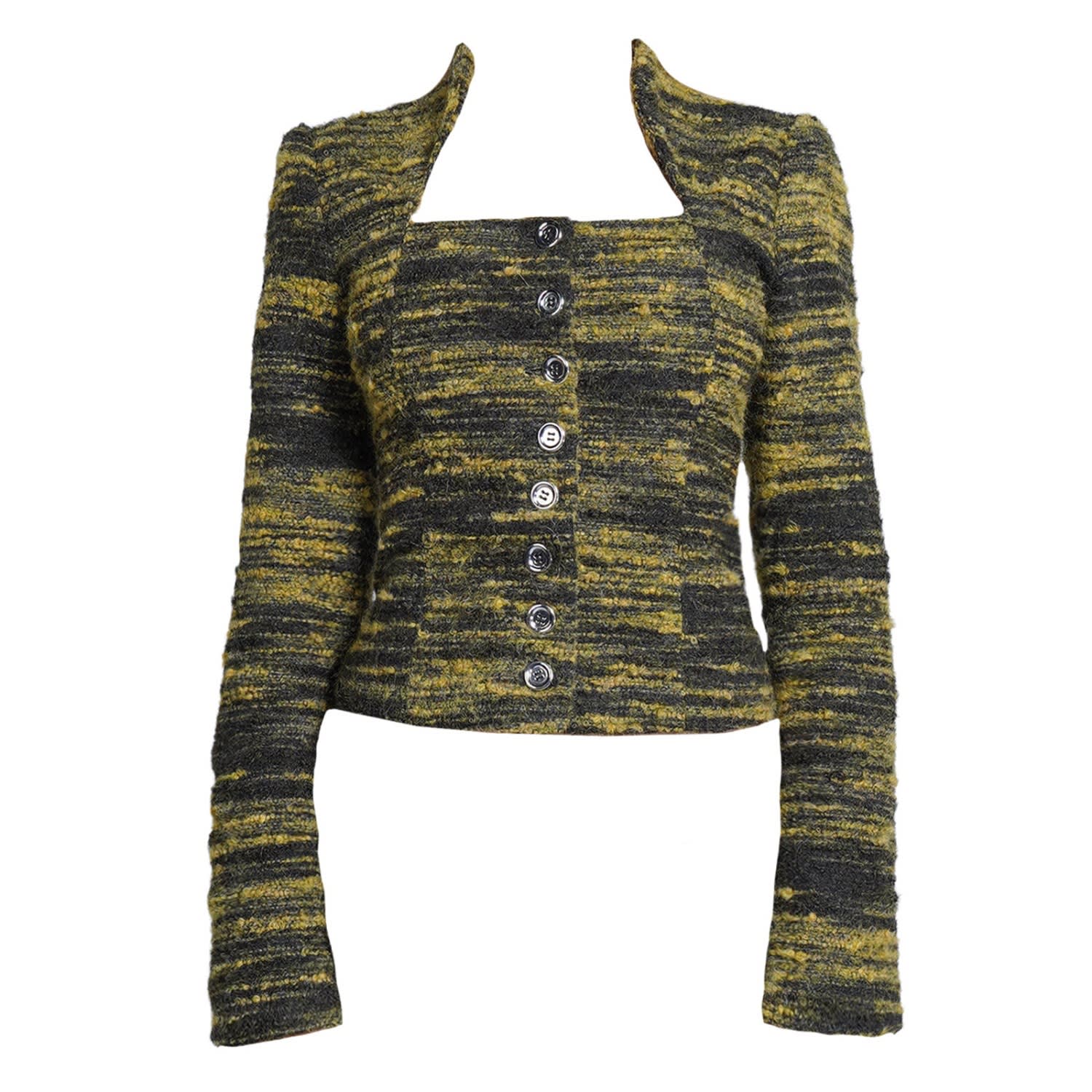 28natelier Women's Black / Green The Buttoned Jacket In Green
