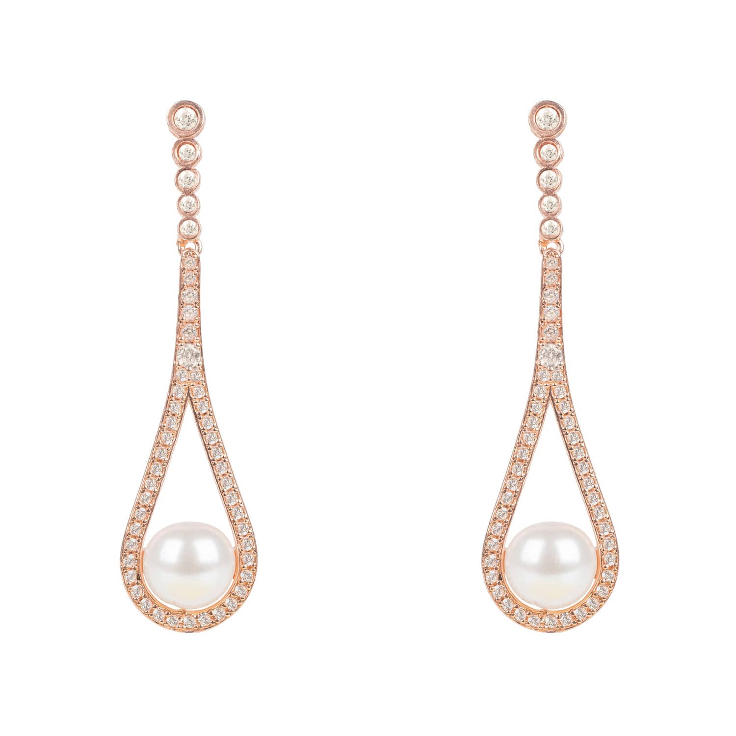 Cradled Pearl Drop Earrings Rosegold | LATELITA | Wolf & Badger