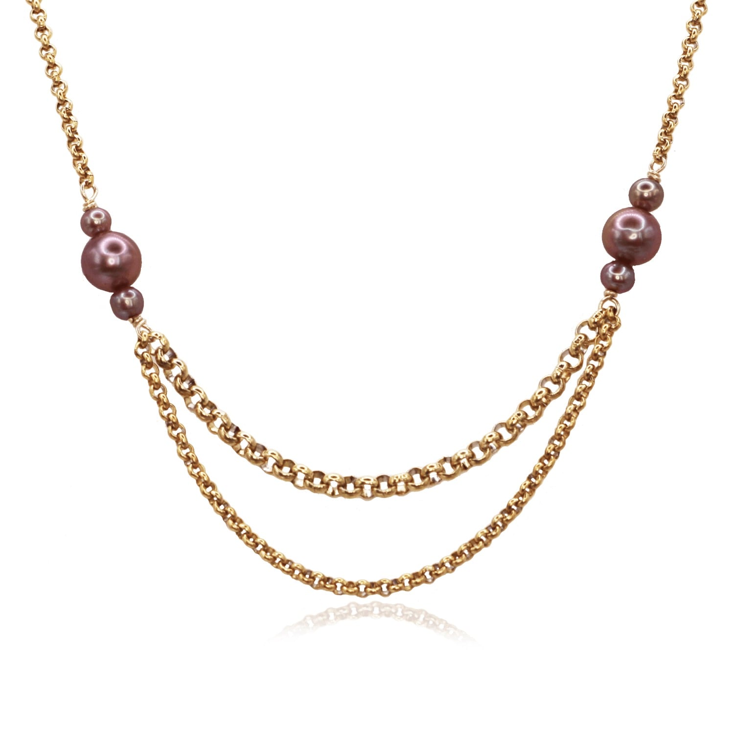 Marquise Swim Women's Gold / Pink / Purple Necklace - Collar Purple Pearl & Gold
