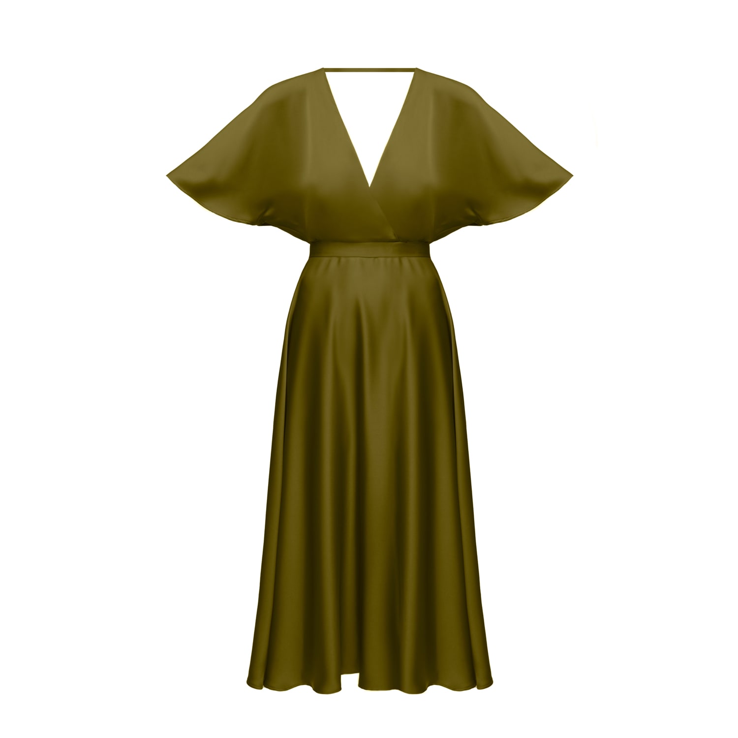 Undress Women's Sonya Olive Green Midi Cocktail Dress With Butterfly Sleeves In Green