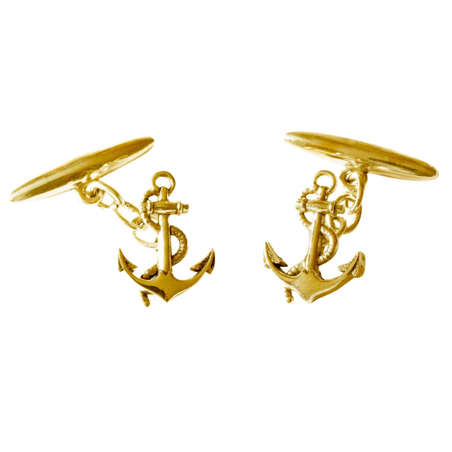 Men’s Anchor Cufflinks - Gold Lee Renee