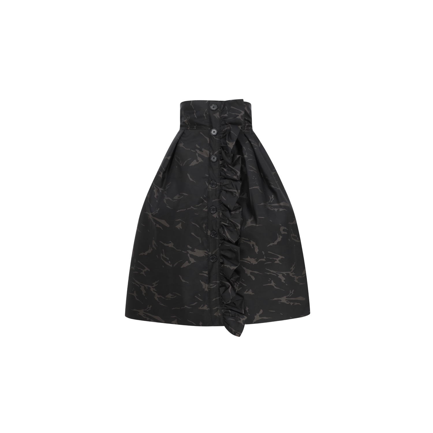 Zan Studio Women's Black Puffy Skirt With Hard Tulle Inside And Flare Detail In Black/green