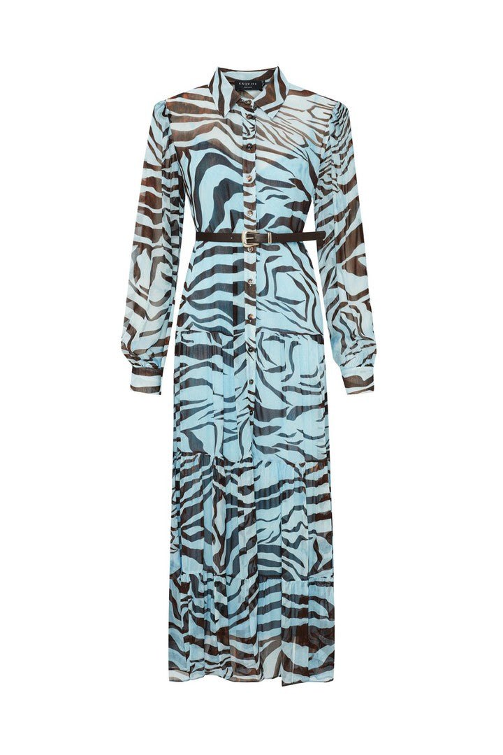 Women's Azure Zebra Print Lined Maxi Dress