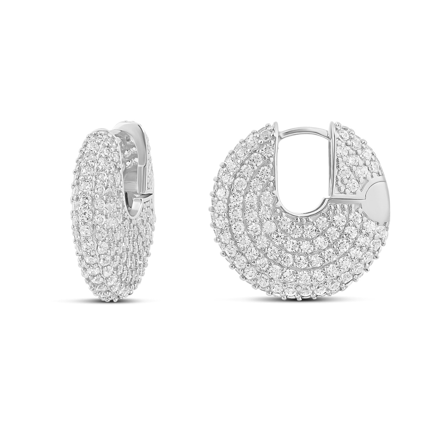 Shymi Women's Pave Button Earrings - Silver In Silver