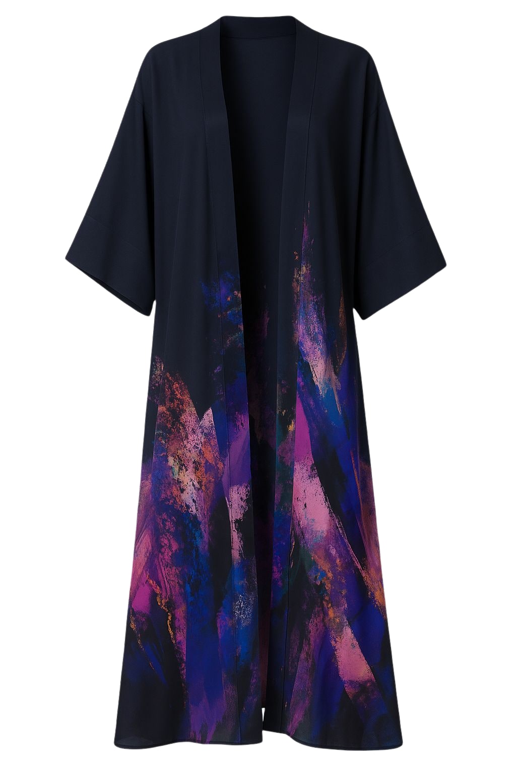 Women's Destiny Kimono In Brushstroke Print | M/L | Zafur