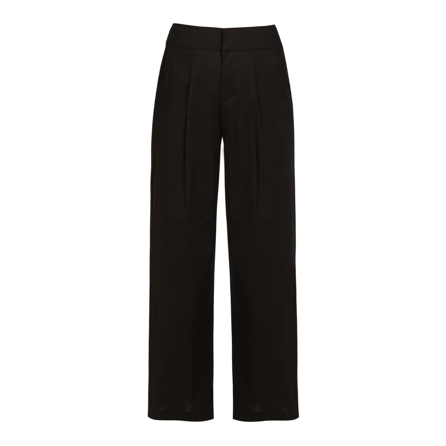 Women’s Straight Cotton Poplin Pants - Black Large Avenue 8