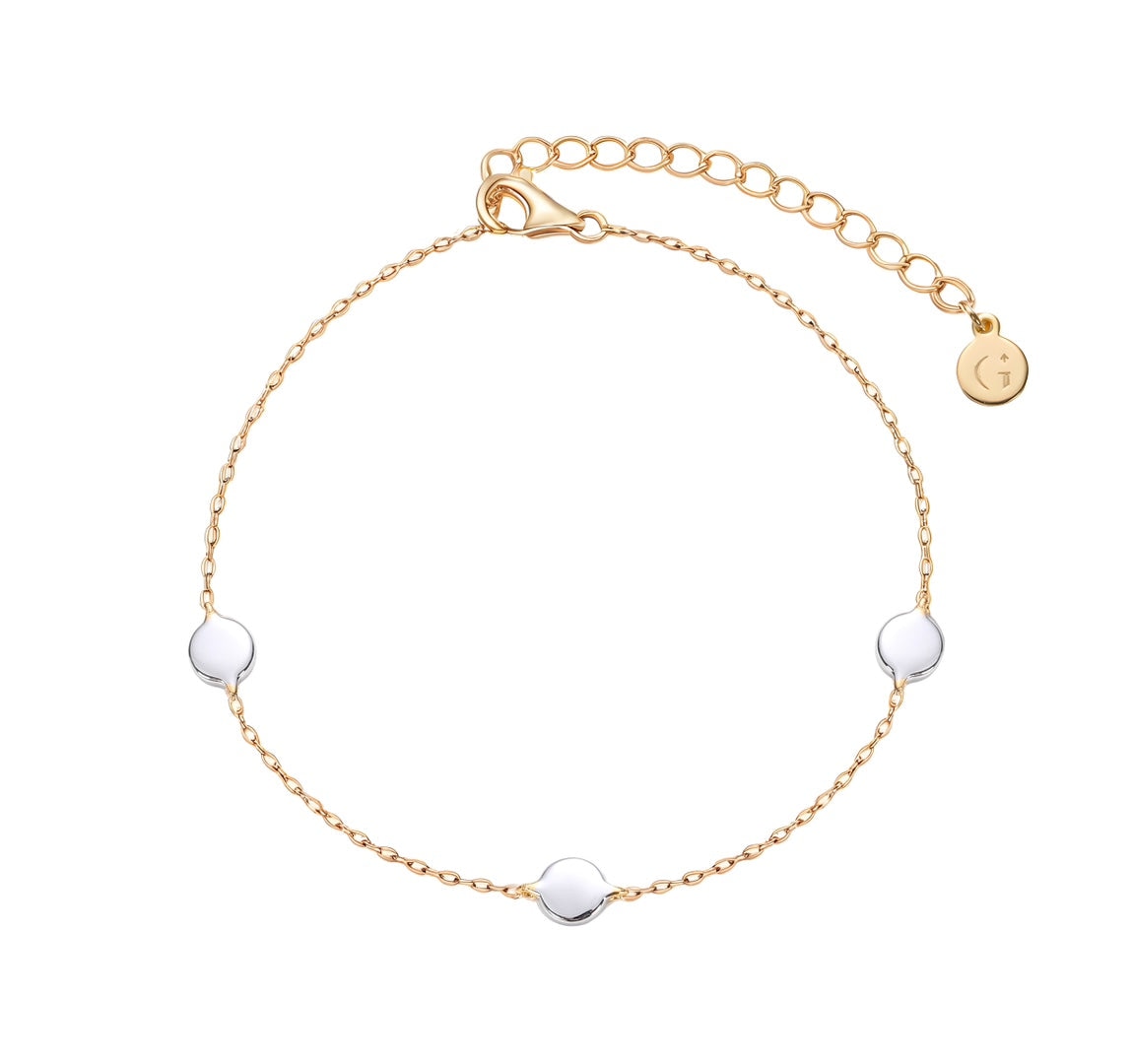 Gold Trip Women's Gold / Silver Two Tone Silver Disc Charm Bracelet In Silver In Gold