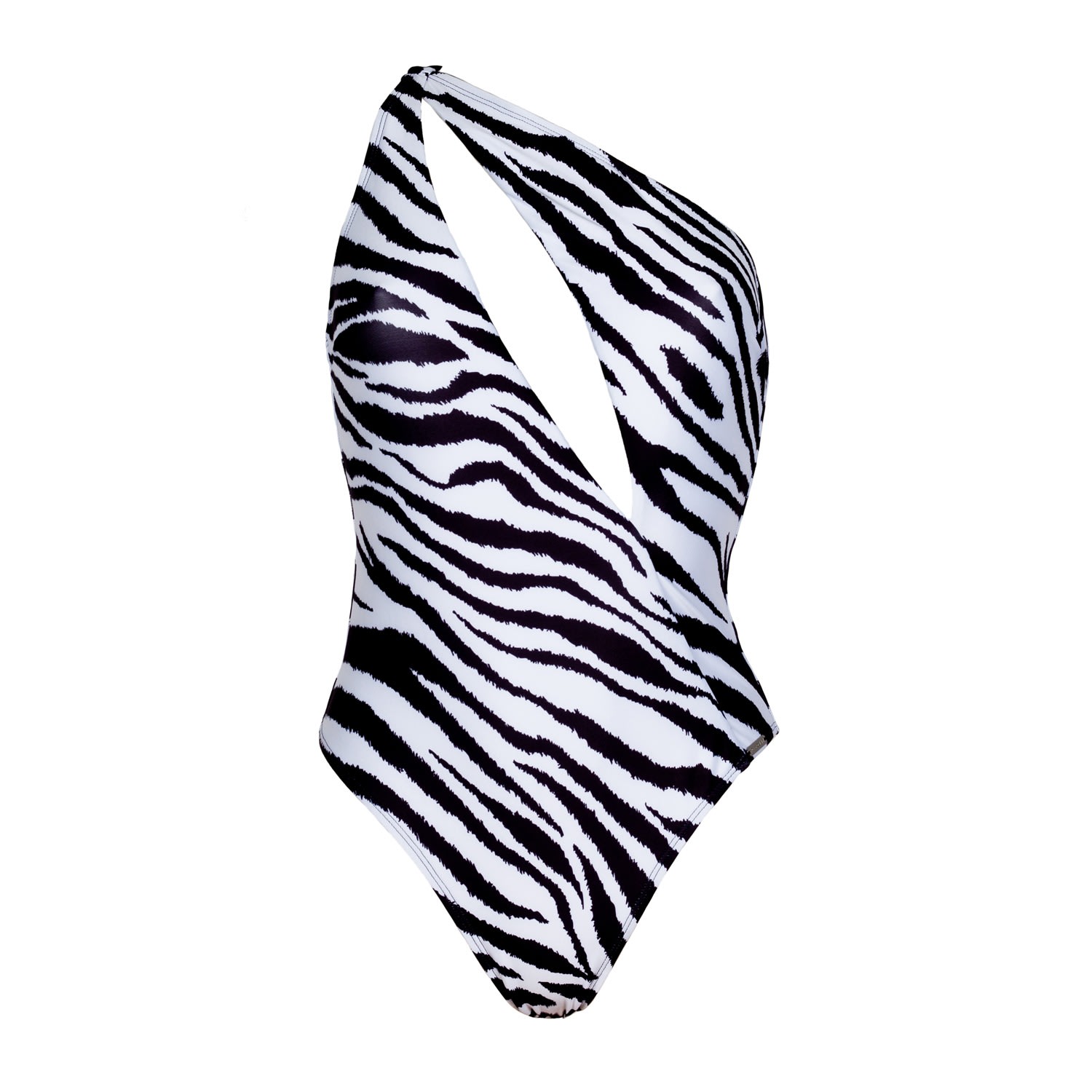 Women’s Free Society One Shoulder Swimsuit In Zebra Print M