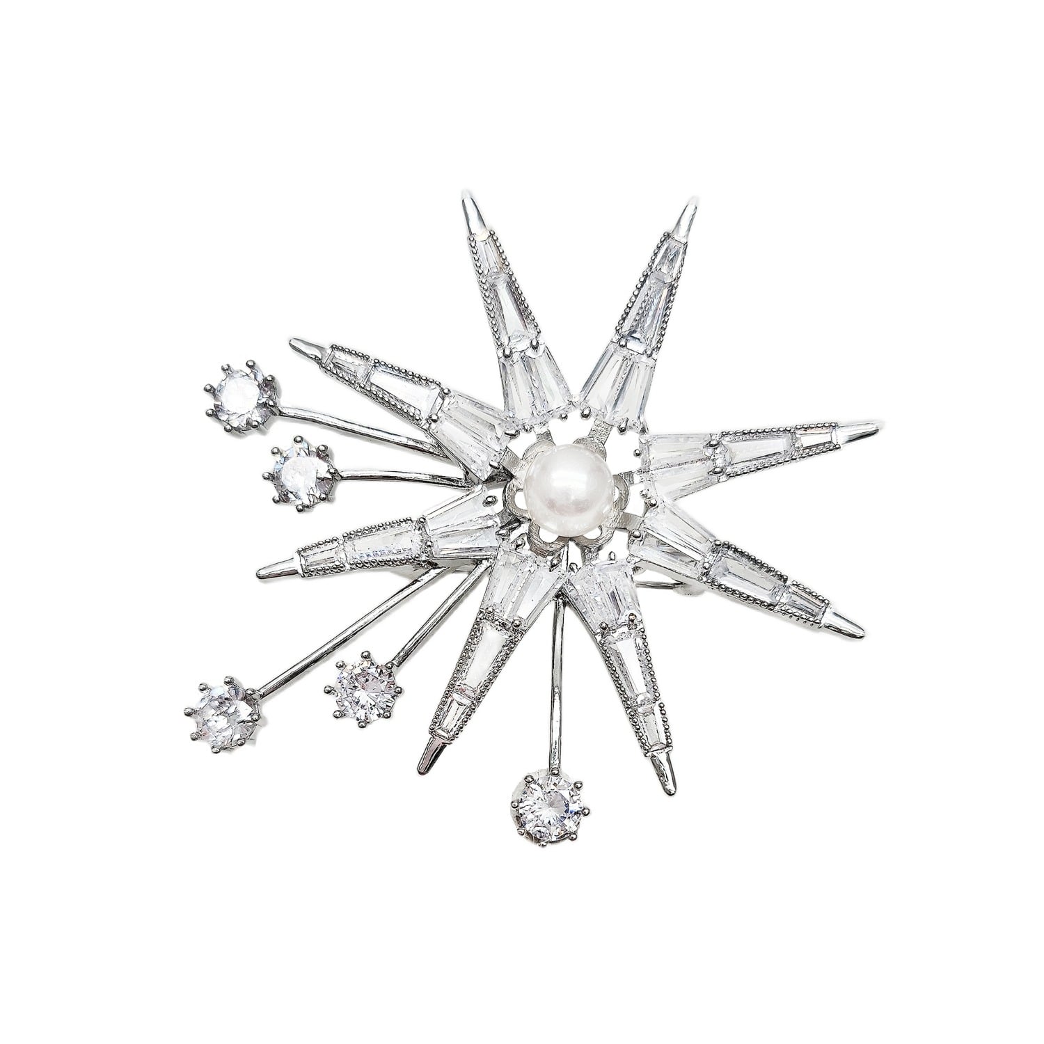 Farra Women's Purple Pearl Setting Star Shaped Brooch In Purple