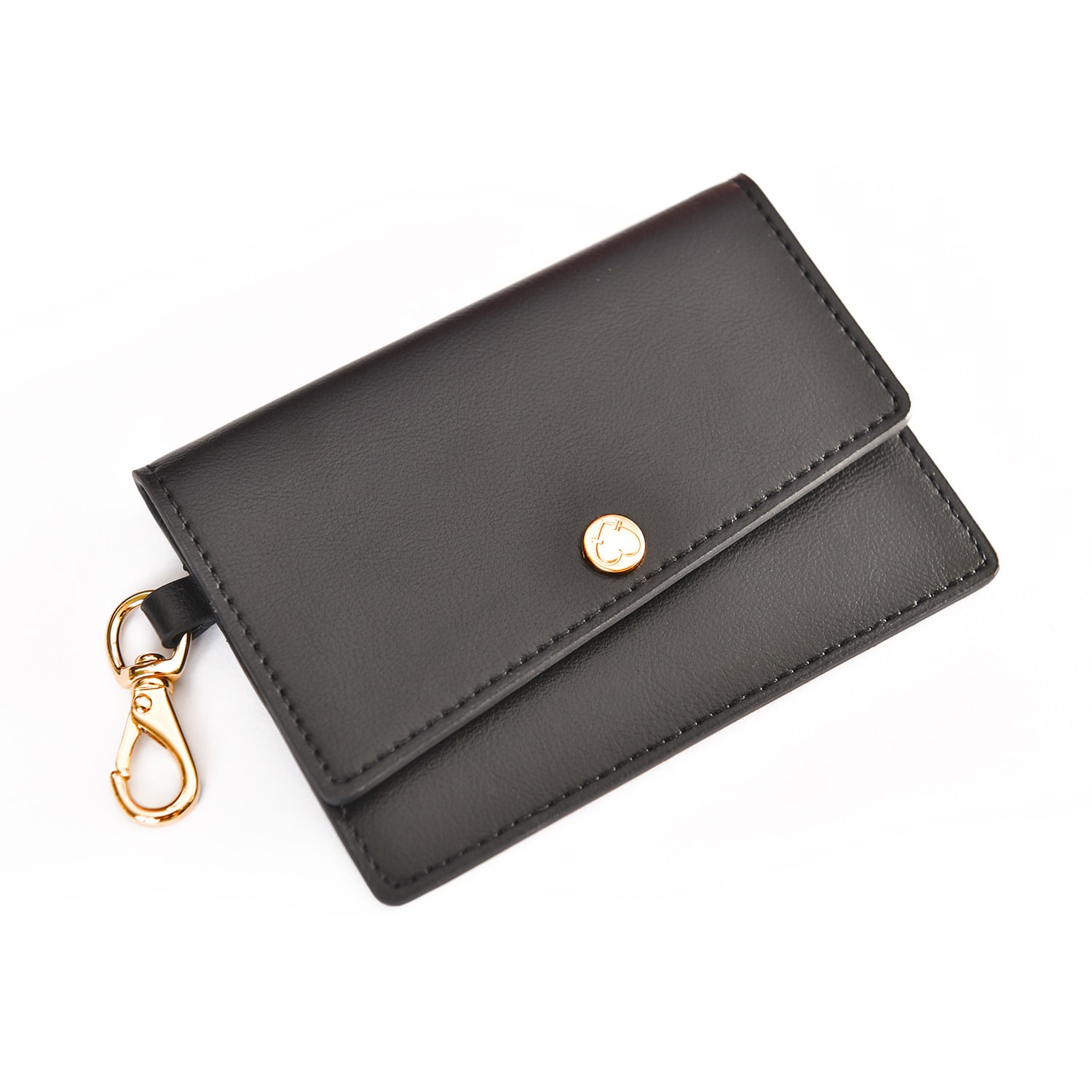 Women's Gold / Black Bleeker Card Case Wallet – Black/Gold Hardware | Emily Jones