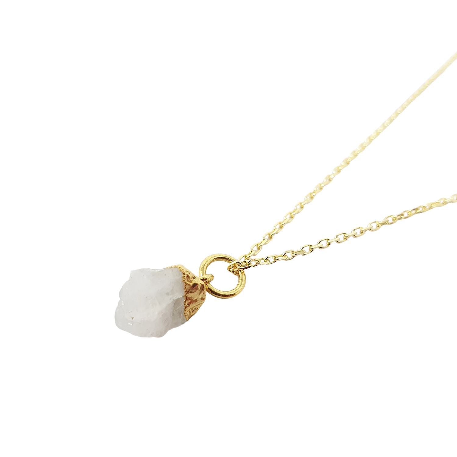 Women’s White / Gold Raw Moonstone Gold Plated June Birthstone Necklace Harfi